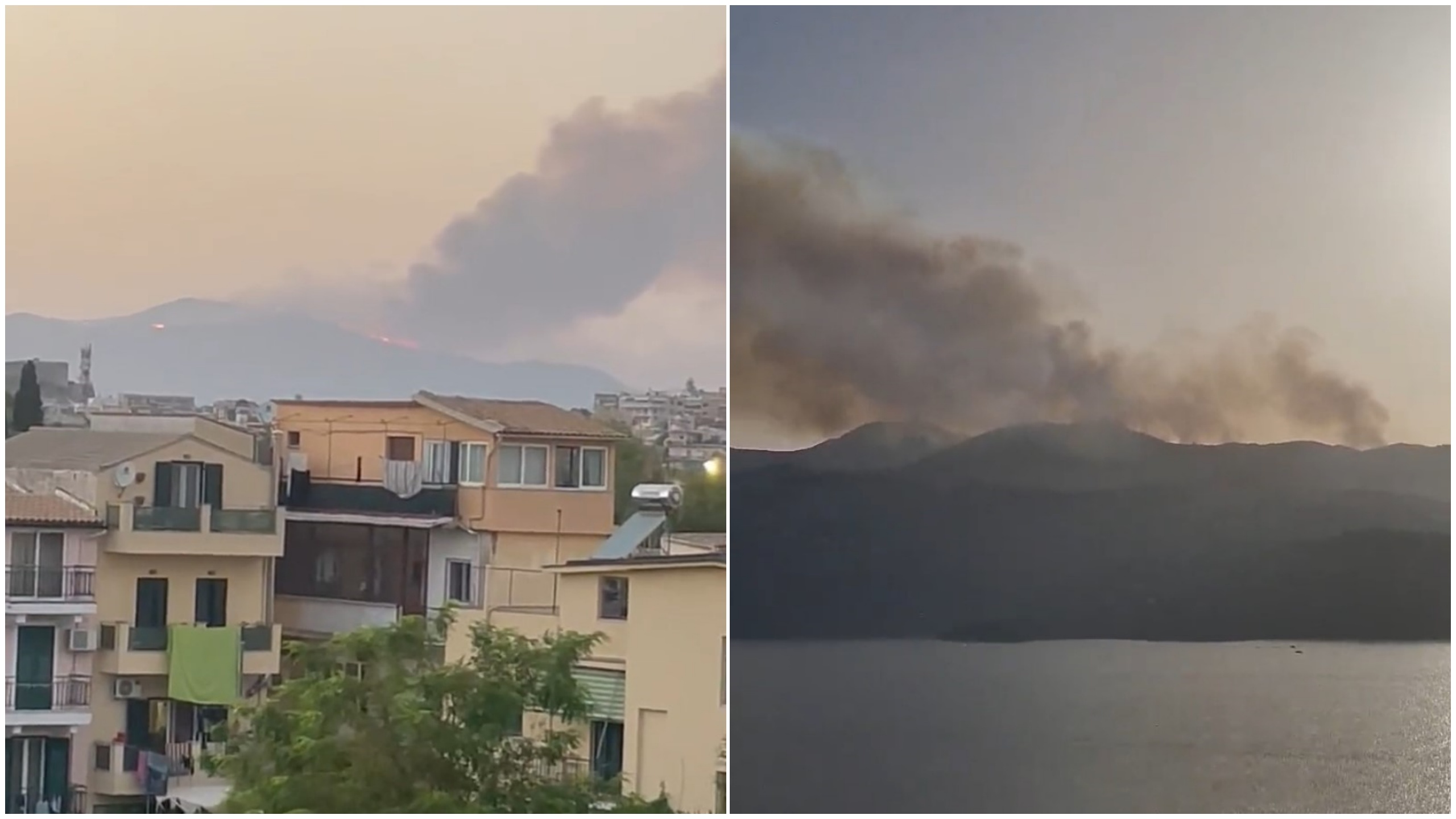 Krf, požar, kombo Foto: Printscreen/Twitter/Katy Dartford/BosbrandenEuropa