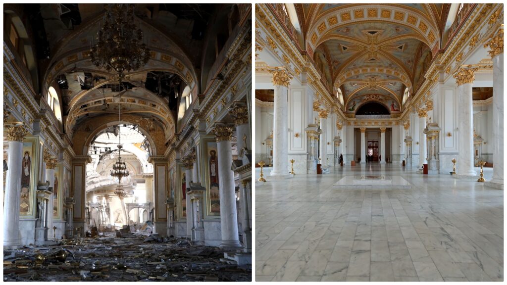 Transfiguration Cathedral building damaged as a result of a missile strike in Odesa