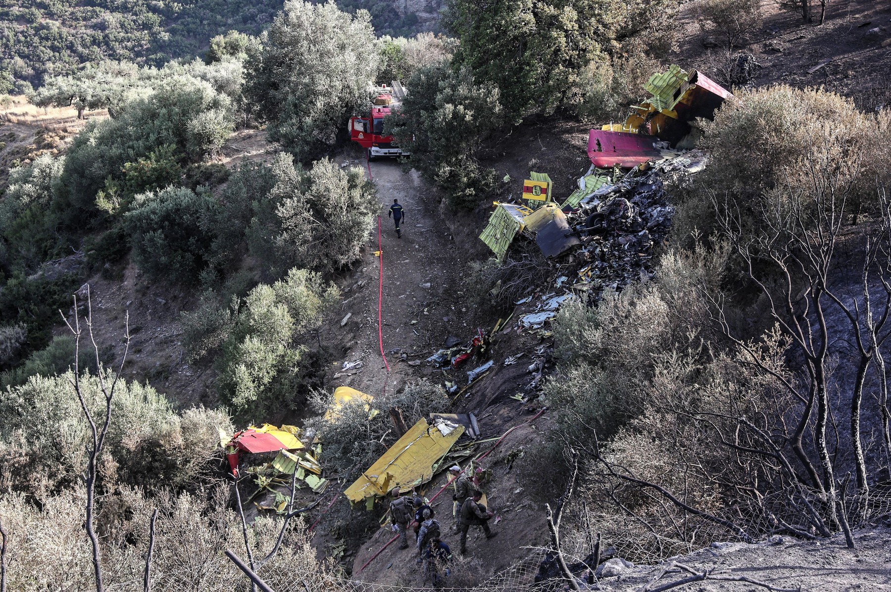 Canadair CL-215 aircraft crash, Karystos, Island of Evia, Greece - 25 Jul 2023