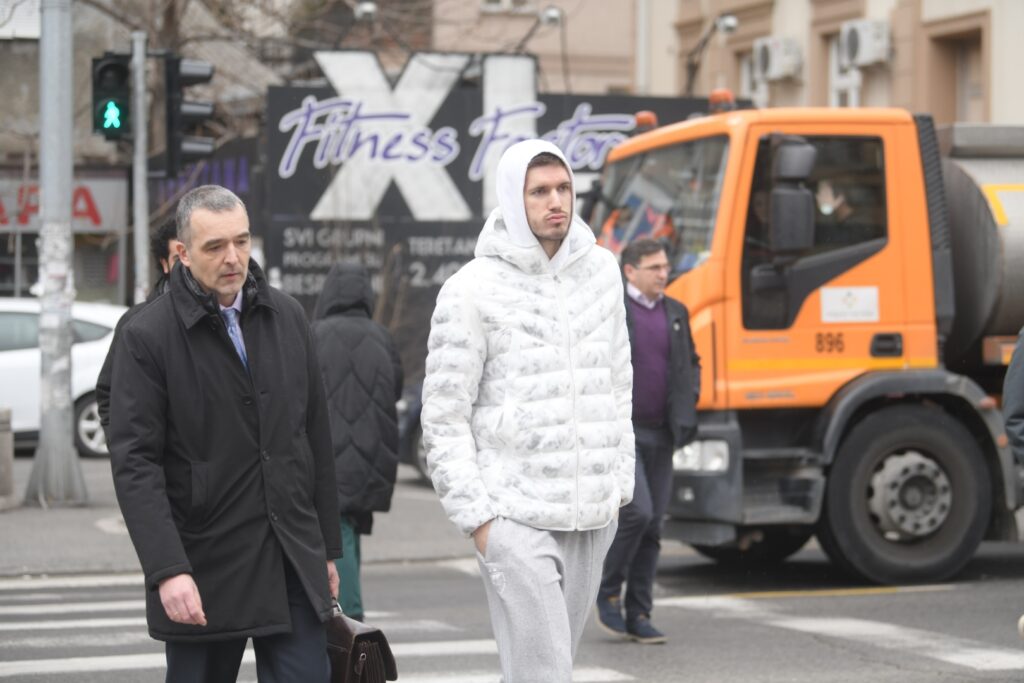 Beograd, 15.03.2023. MUP u Bulevaru despota Stefana, Filip Petrušev košarkaš,izjava, tuča Foto: Dragan Mujan/Nova.rs