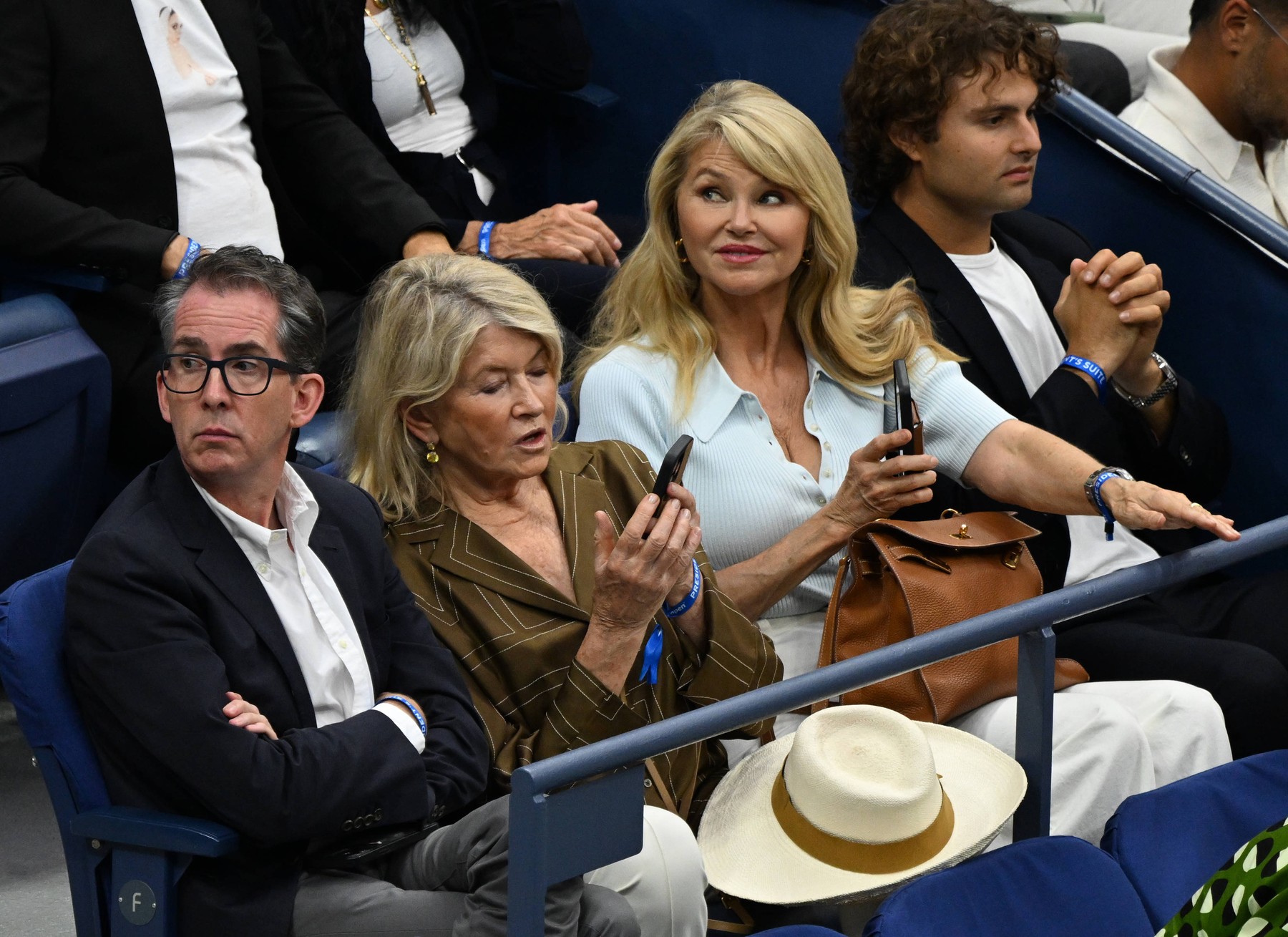 FLUSHING NY- SEPTEMBER 10: **NO NY NEWSPAPERS** Christie Brinkley and Martha Stewart are seen watching Novak Djokovic Vs