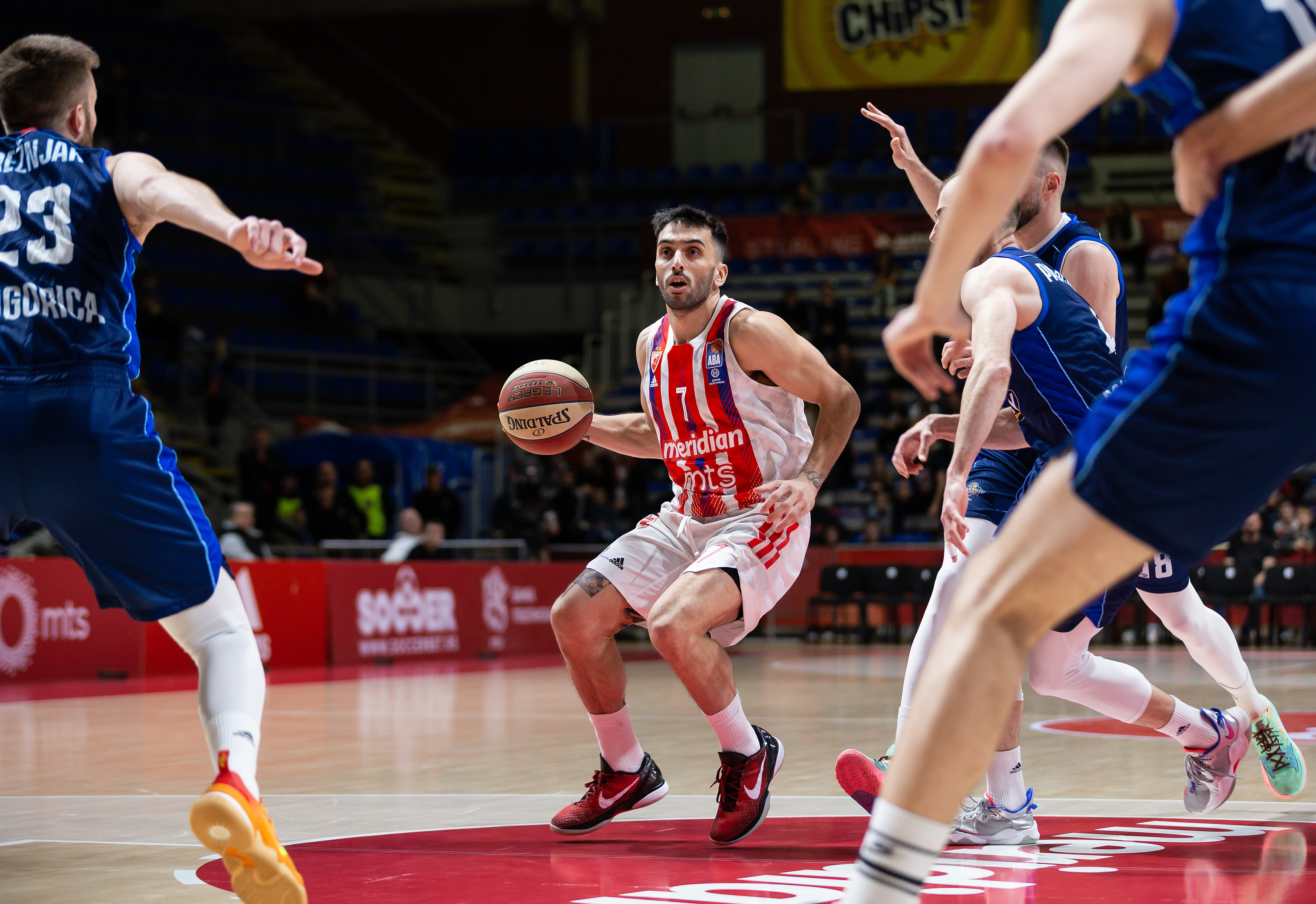 during the 2022/2023 Aba League match between Crvena Zvezda mts Belgrade and SC Derby at Aleksandar Nikolic Hall on March 19, 2023 in Belgrade, Serbia. (Photo by Srdjan Stevanovic/Starsport.rs ©)
