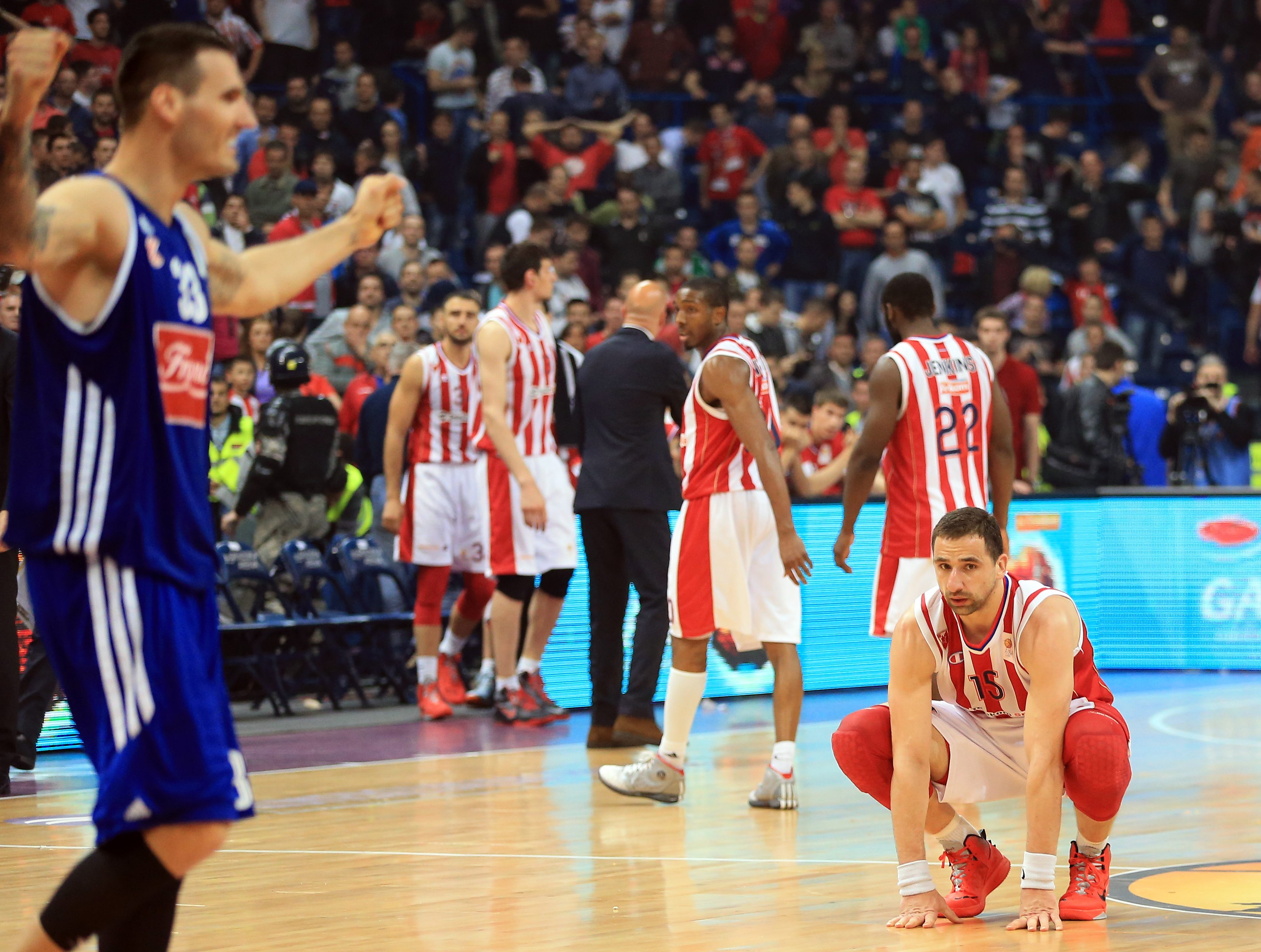 Kosarka ABA League season 2013-2014
Final Four
Crvena Zvezda Vs. Cibona
Rasko Katic (C) looks dejected
Beograd, 24.04.2014.
foto: Srdjan Stevanovic/Starsportphoto©