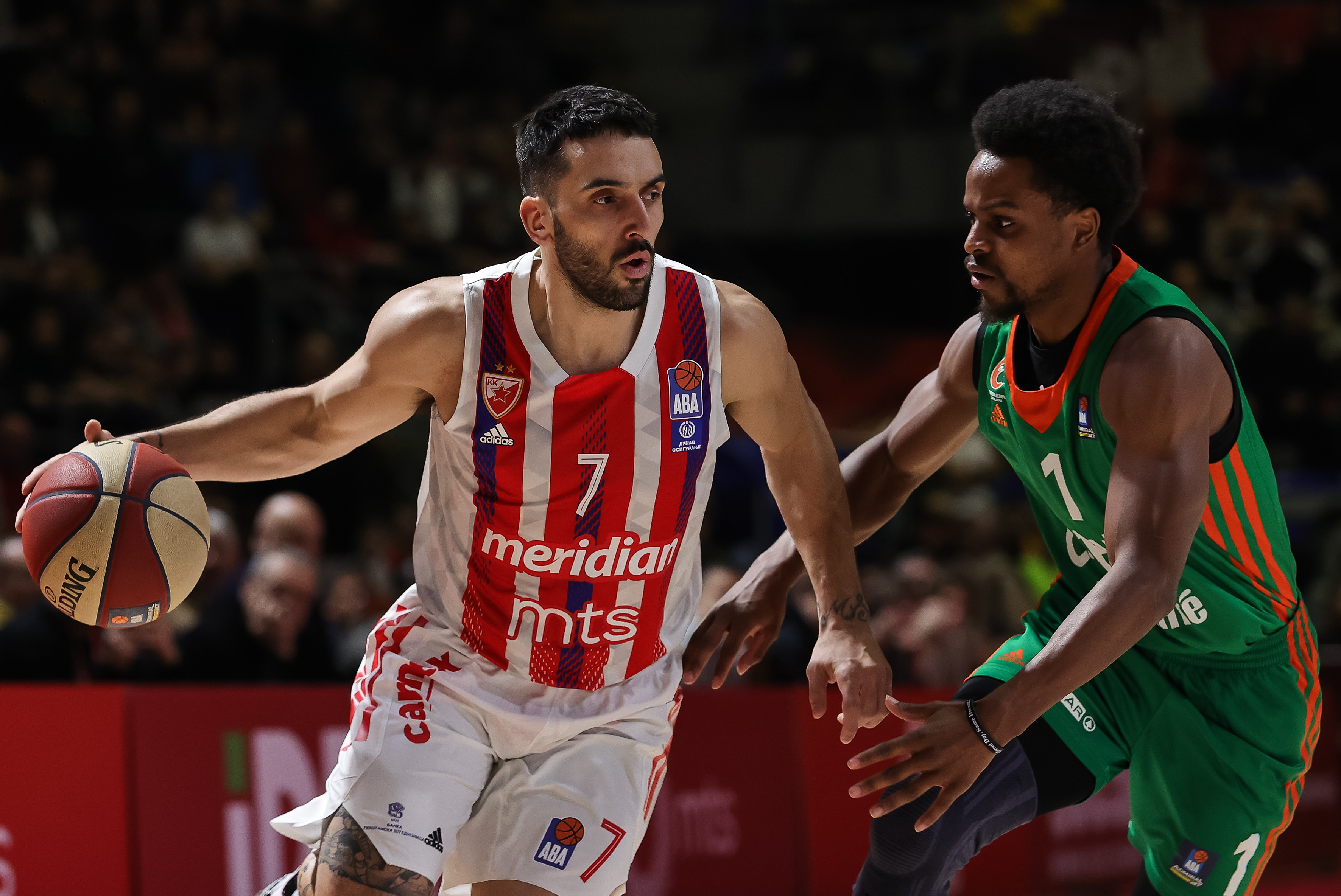during the 2022/2023 Aba League match between Crvena Zvezda mts Belgrade and Cedevita Olimpija at Aleksandar Nikolic Hall on January 23, 2023 in Belgrade, Serbia. (Photo by Srdjan Stevanovic/Starsport.rs ©)