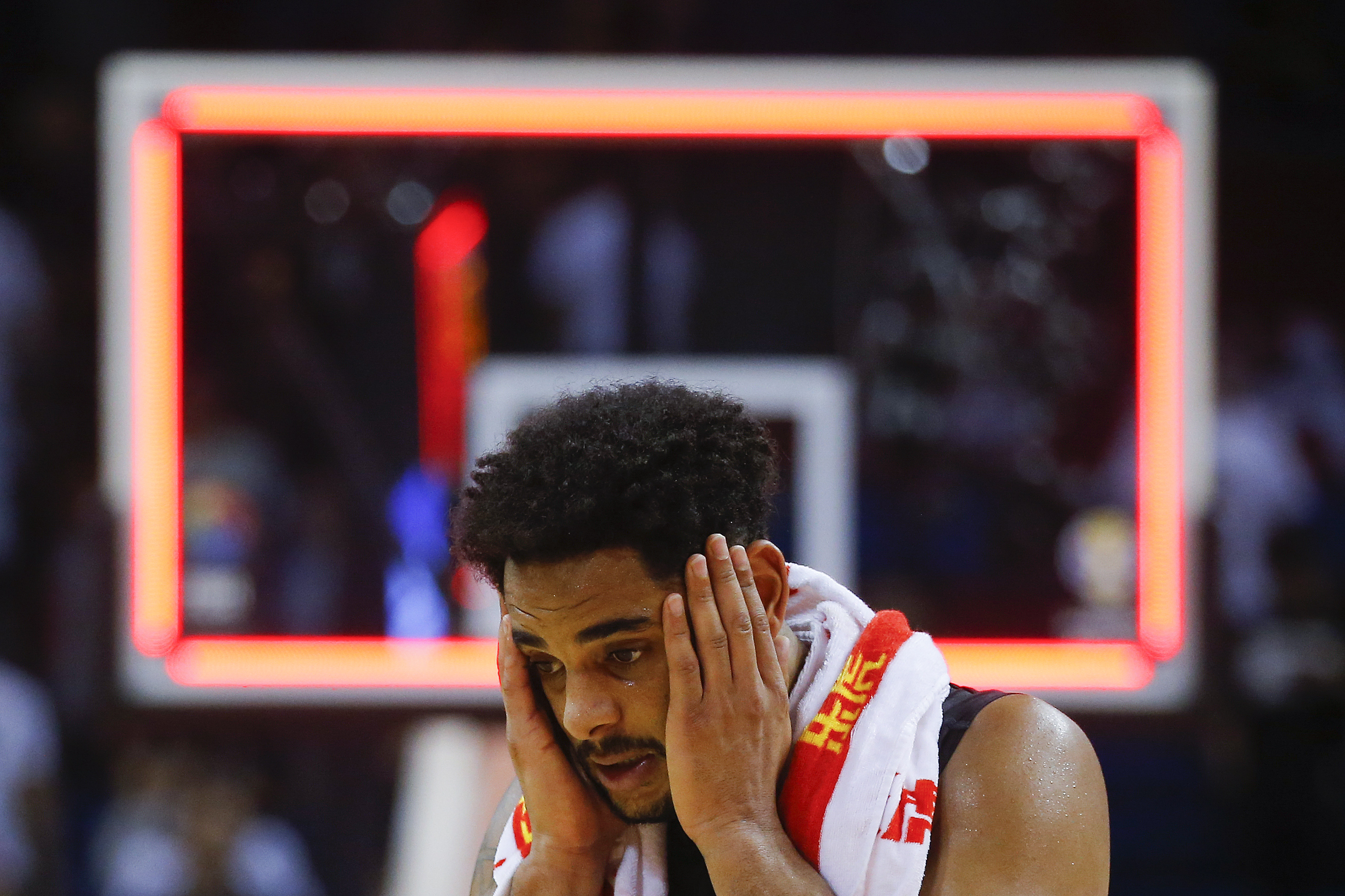 epa07820107 Corey Webster of New Zealand reacts after the FIBA Basketball World Cup 2019 match between Greece and New Zealand in Nanjing, China, 05 September 2019.  EPA-EFE/FAZRY ISMAIL