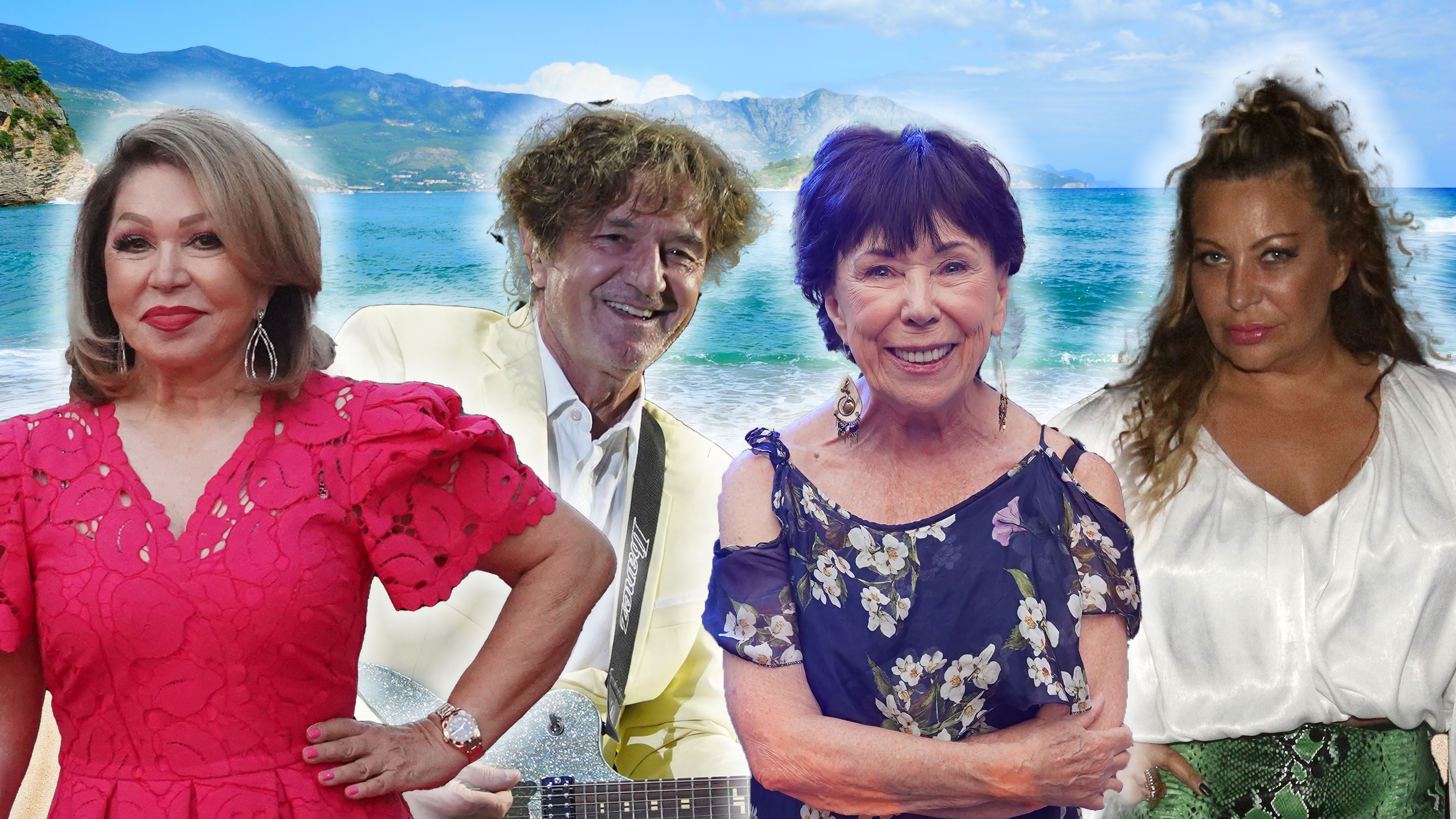 Neda Ukraden, Goran Bregović, Seka Sablić i Stoja Novaković, more, plaža, kombo Foto: Shutterstock/Antonio Ahel/ATAImages