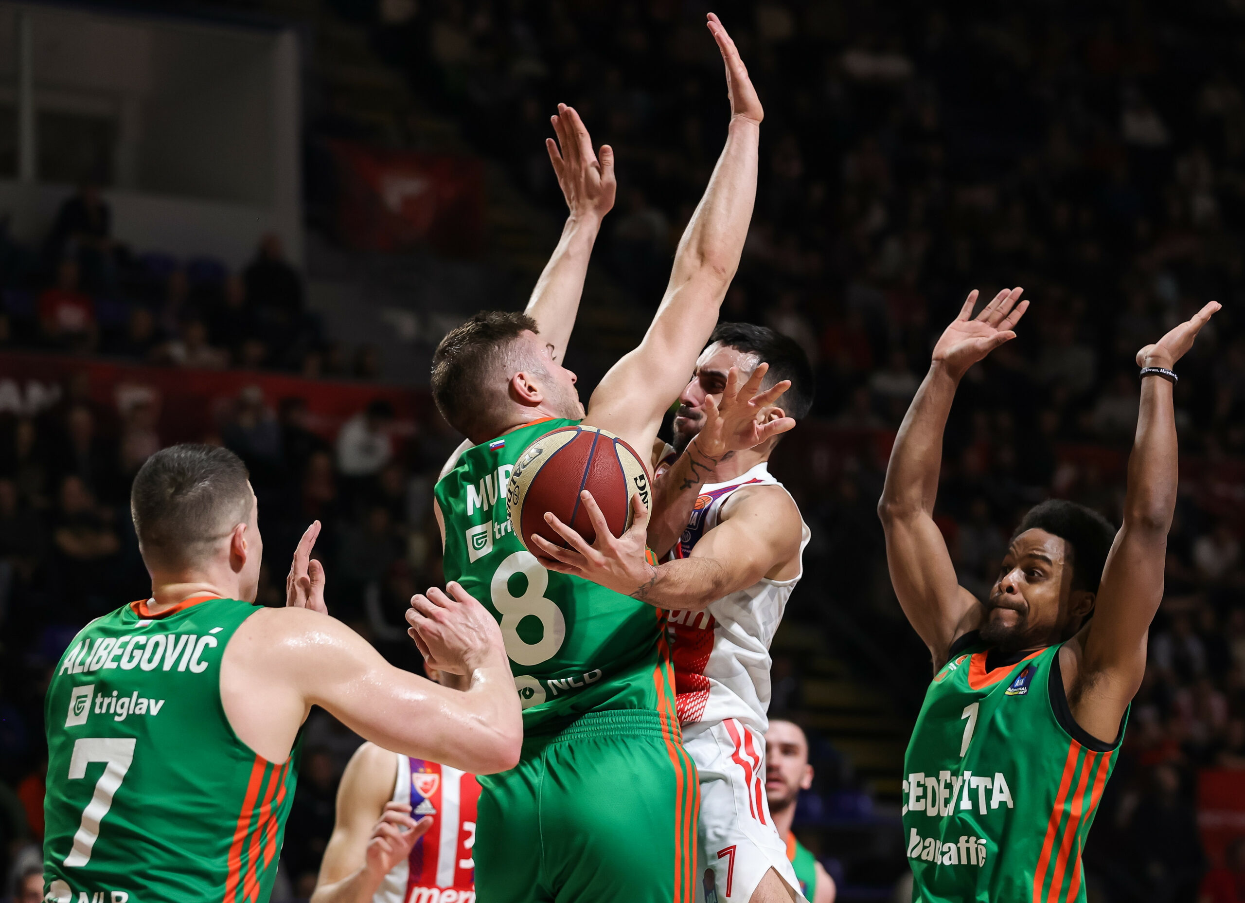 during the 2022/2023 Aba League match between Crvena Zvezda mts Belgrade and Cedevita Olimpija at Aleksandar Nikolic Hall on January 23, 2023 in Belgrade, Serbia. (Photo by Srdjan Stevanovic/Starsport.rs ©)