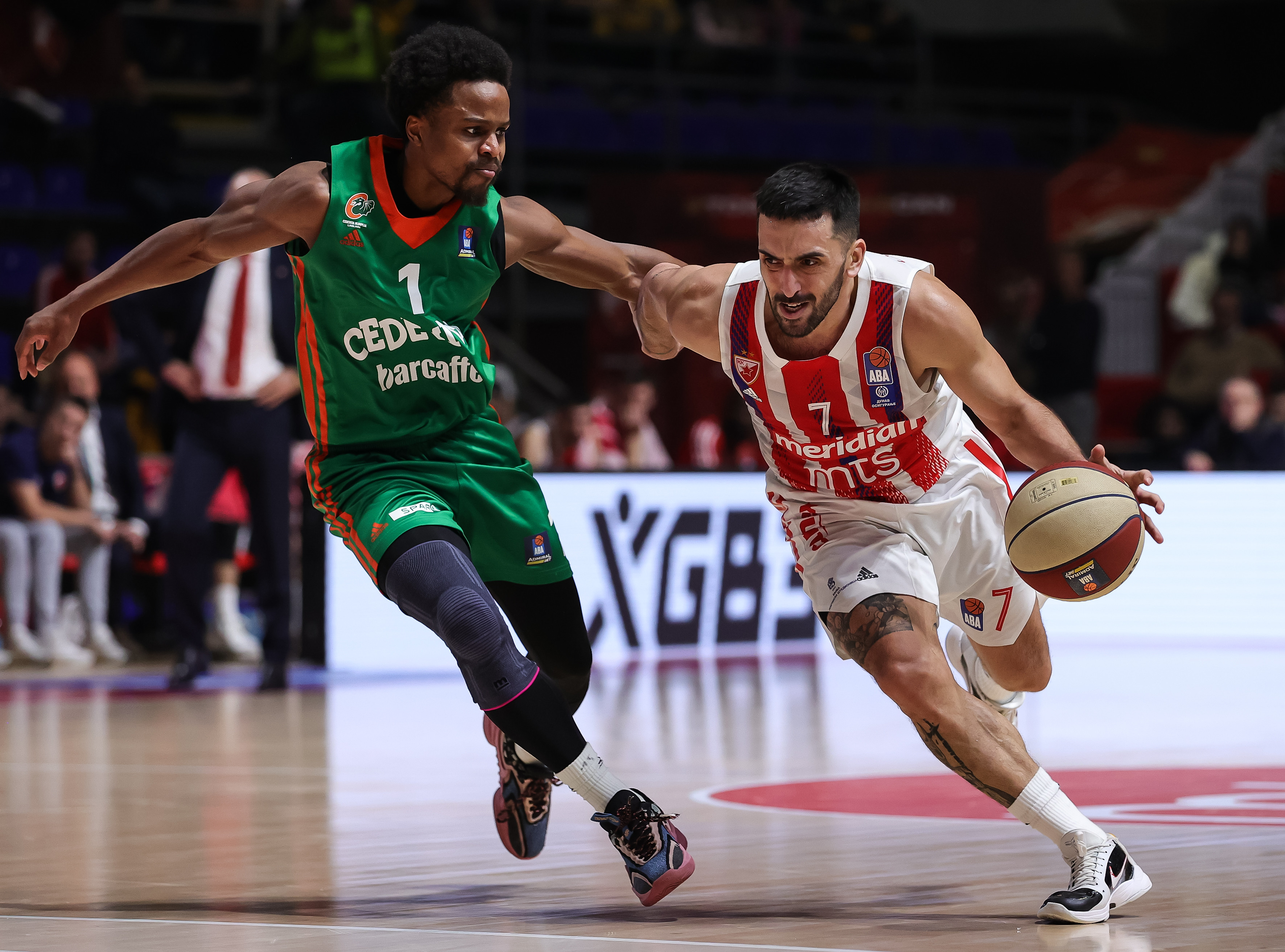 during the 2022/2023 Aba League match between Crvena Zvezda mts Belgrade and Cedevita Olimpija at Aleksandar Nikolic Hall on January 23, 2023 in Belgrade, Serbia. (Photo by Srdjan Stevanovic/Starsport.rs ©)