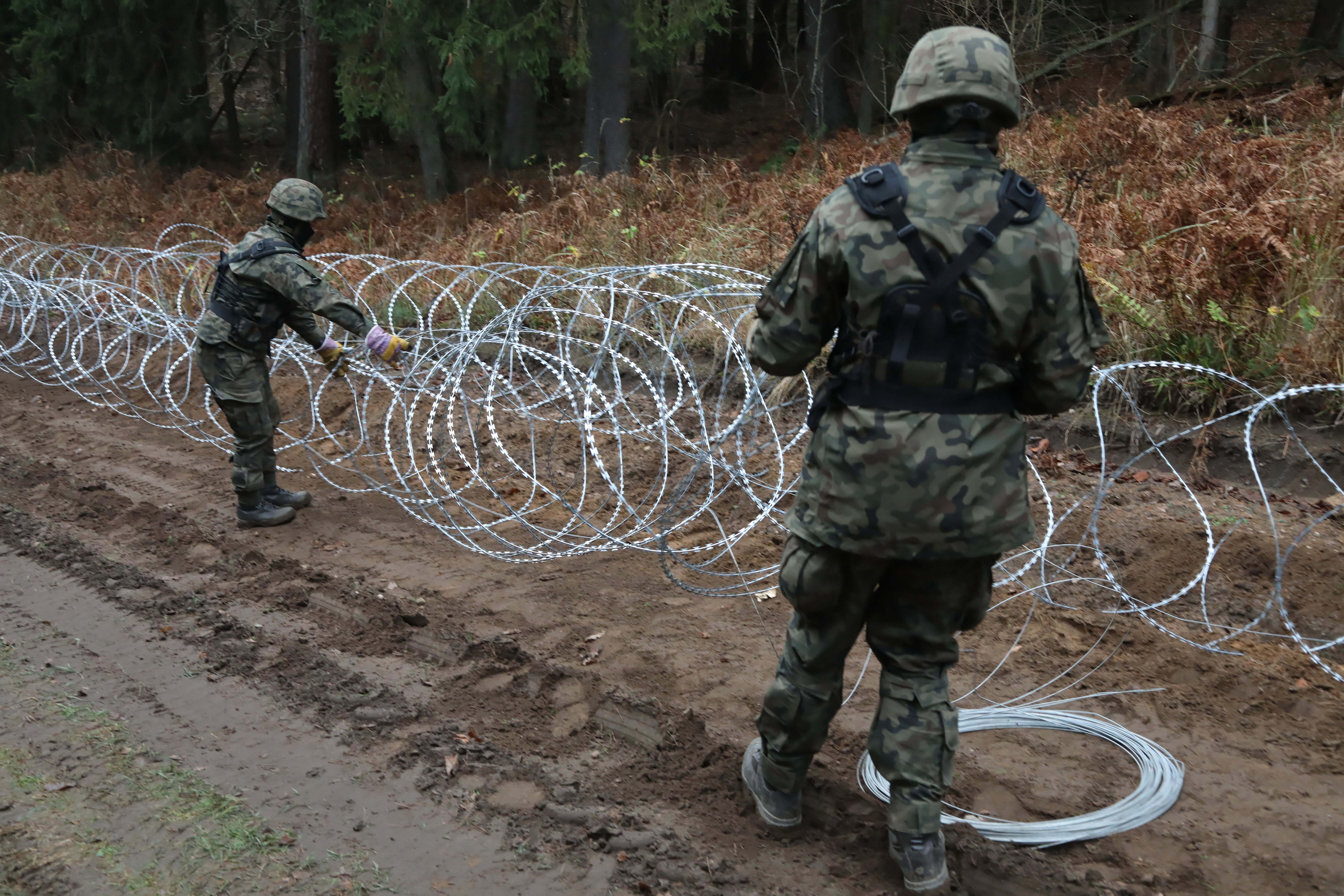 Barbed wire along Polish Russian border