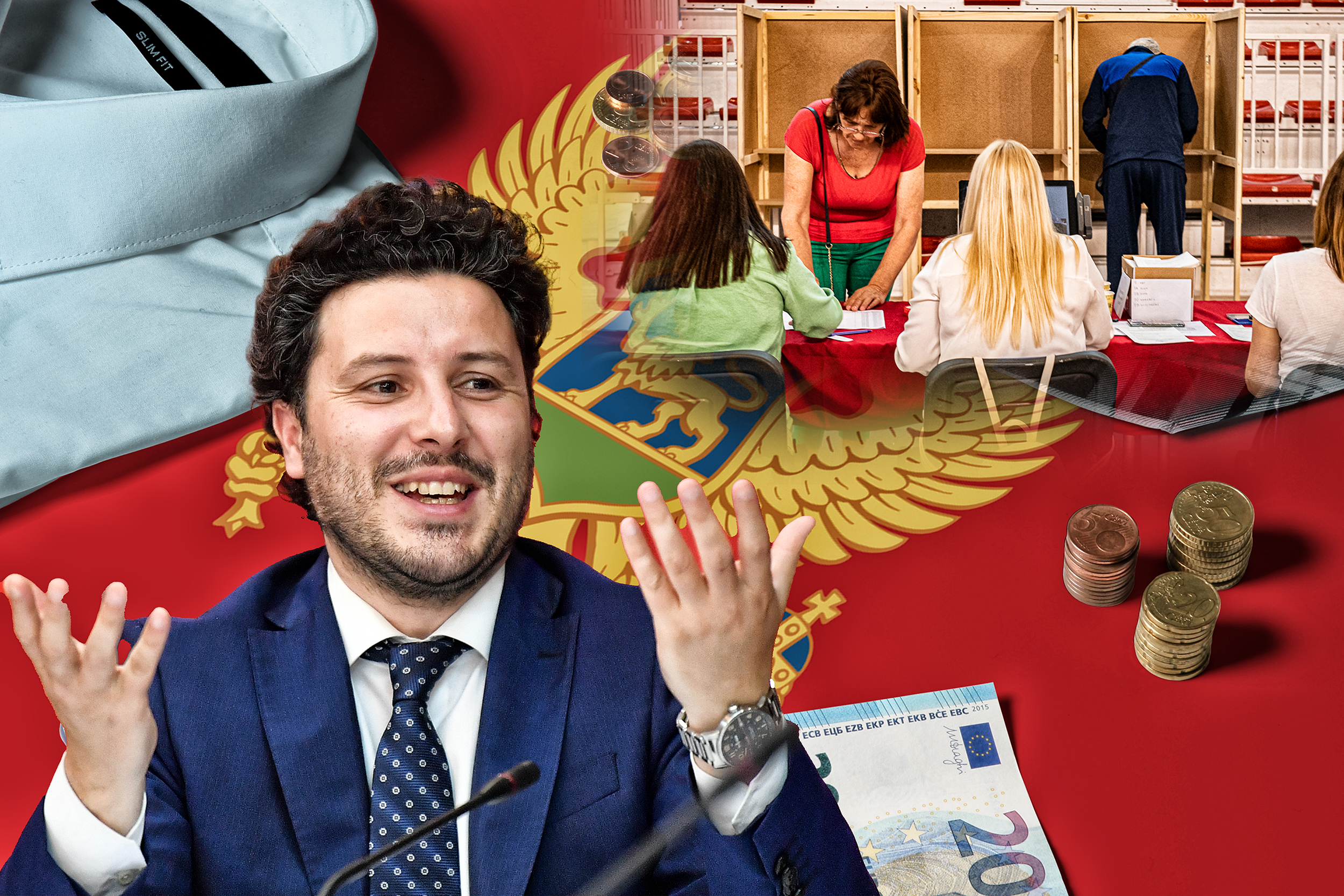 Montenegro,Flag,On,Minimal,Money,Concept,Table.,Coins,And,Financial