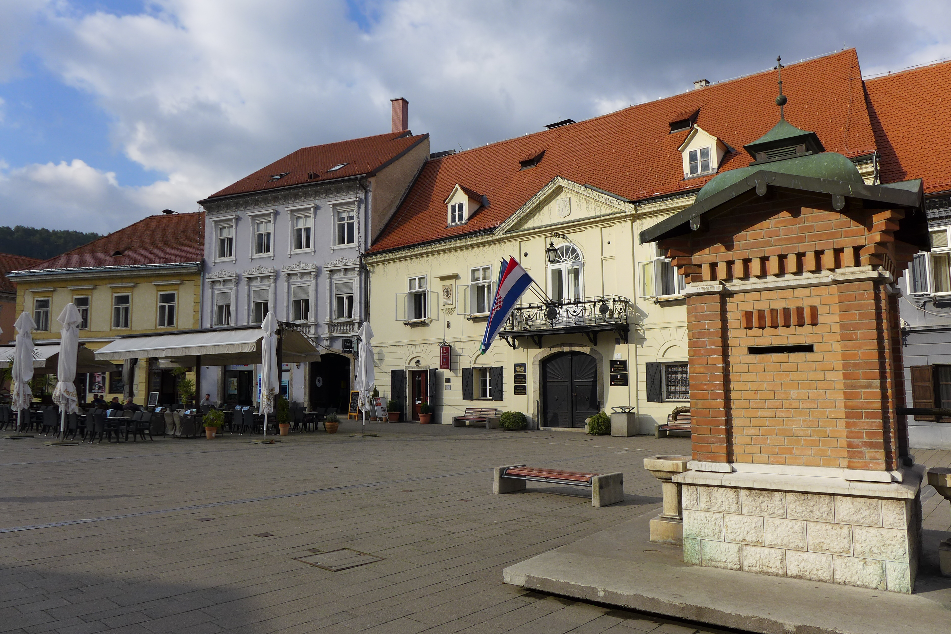 Samobor,Croatia,October,27th,2014,City,Square,With,Fountain,And
