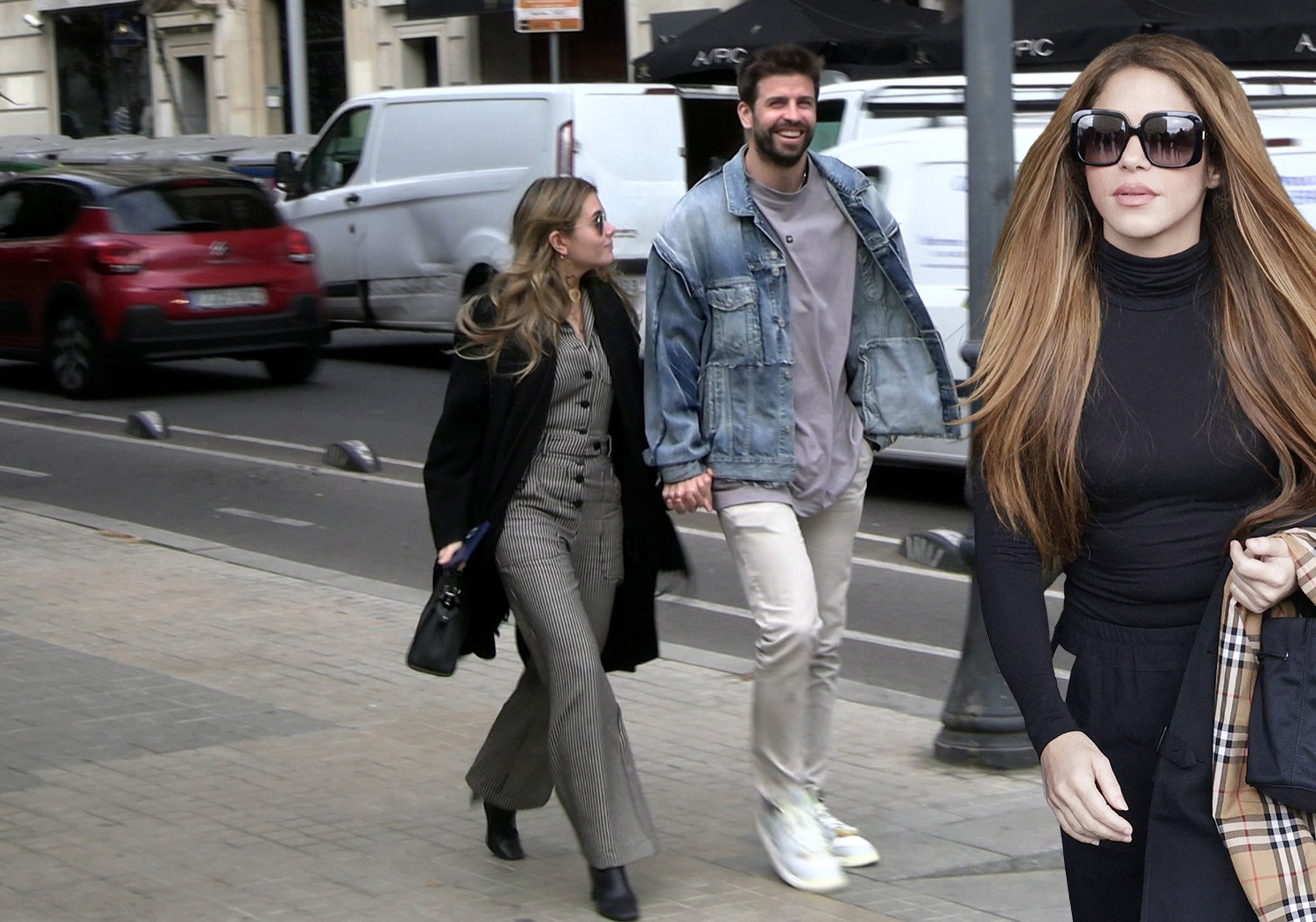 Gerard Piqué and Clara Chía stroll hand in hand through the streets of Barcelona