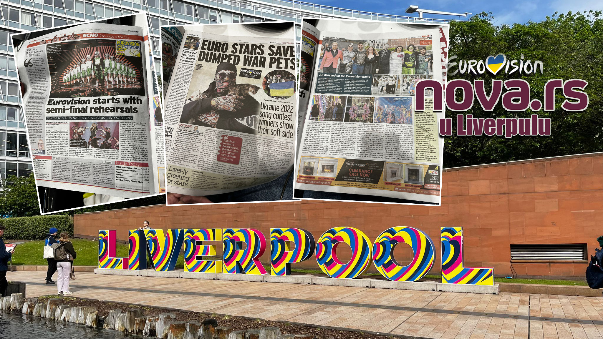 Liverpul 09.05.2023. Evrovizija, novine, naslovna strana, naslovne strane, kombo Foto: Pero Jovović/Nova.rs