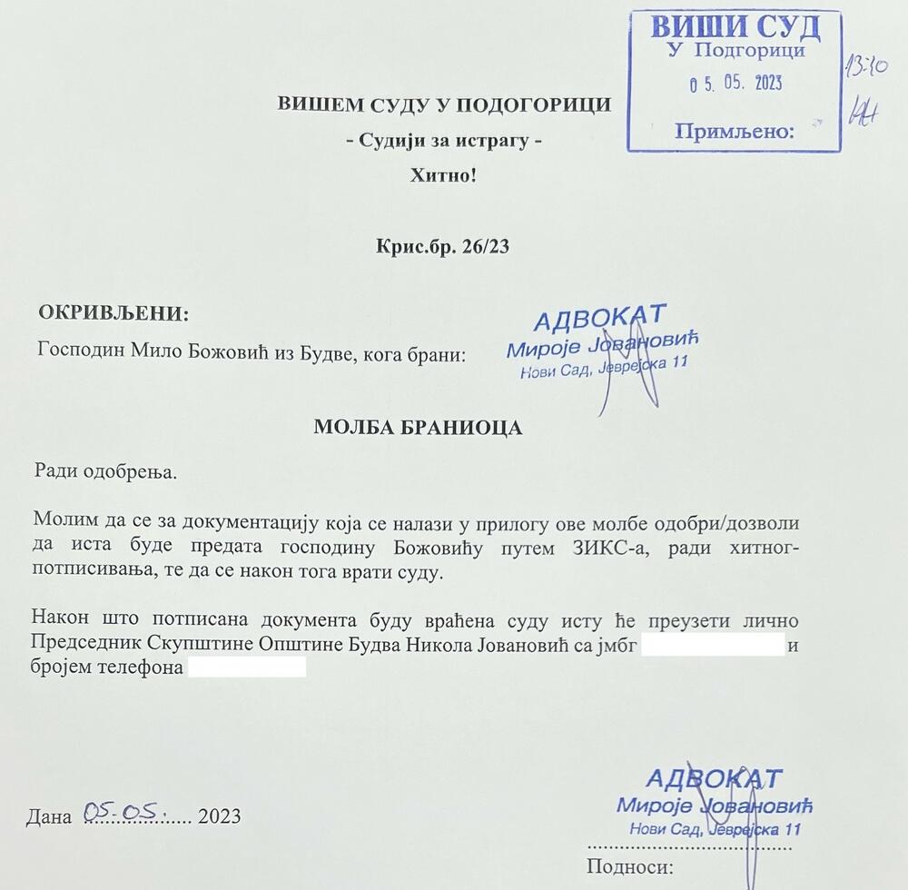 Božović podneo zahtev da mu se omogući potpisivanje plata