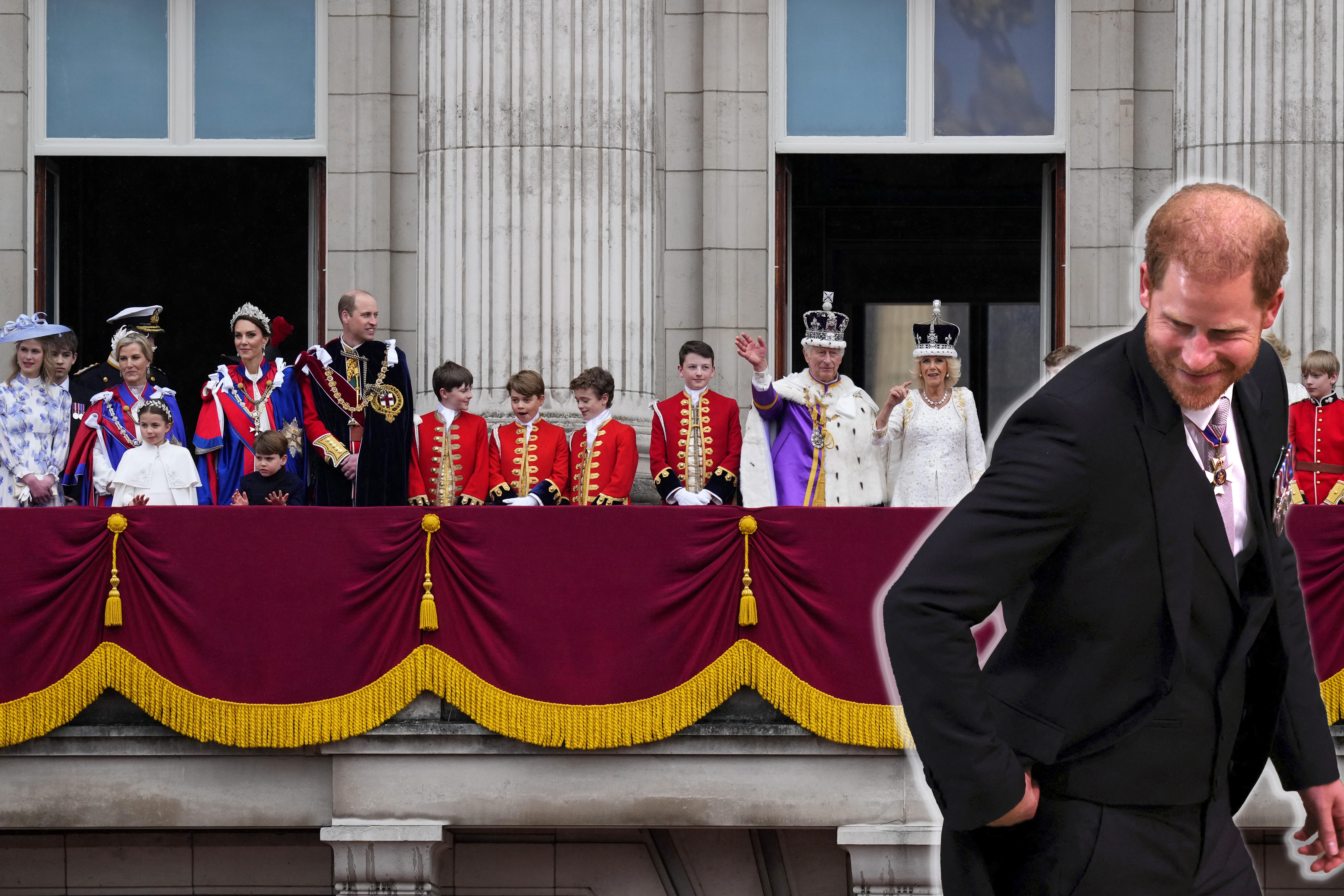 Britain's King Charles III and Queen Camilla wave to the crowds from the balcony of Buckingham Palace after their coronation ceremony, in London, Saturday, May 6, 2023. (AP Photo/Petr David Josek)