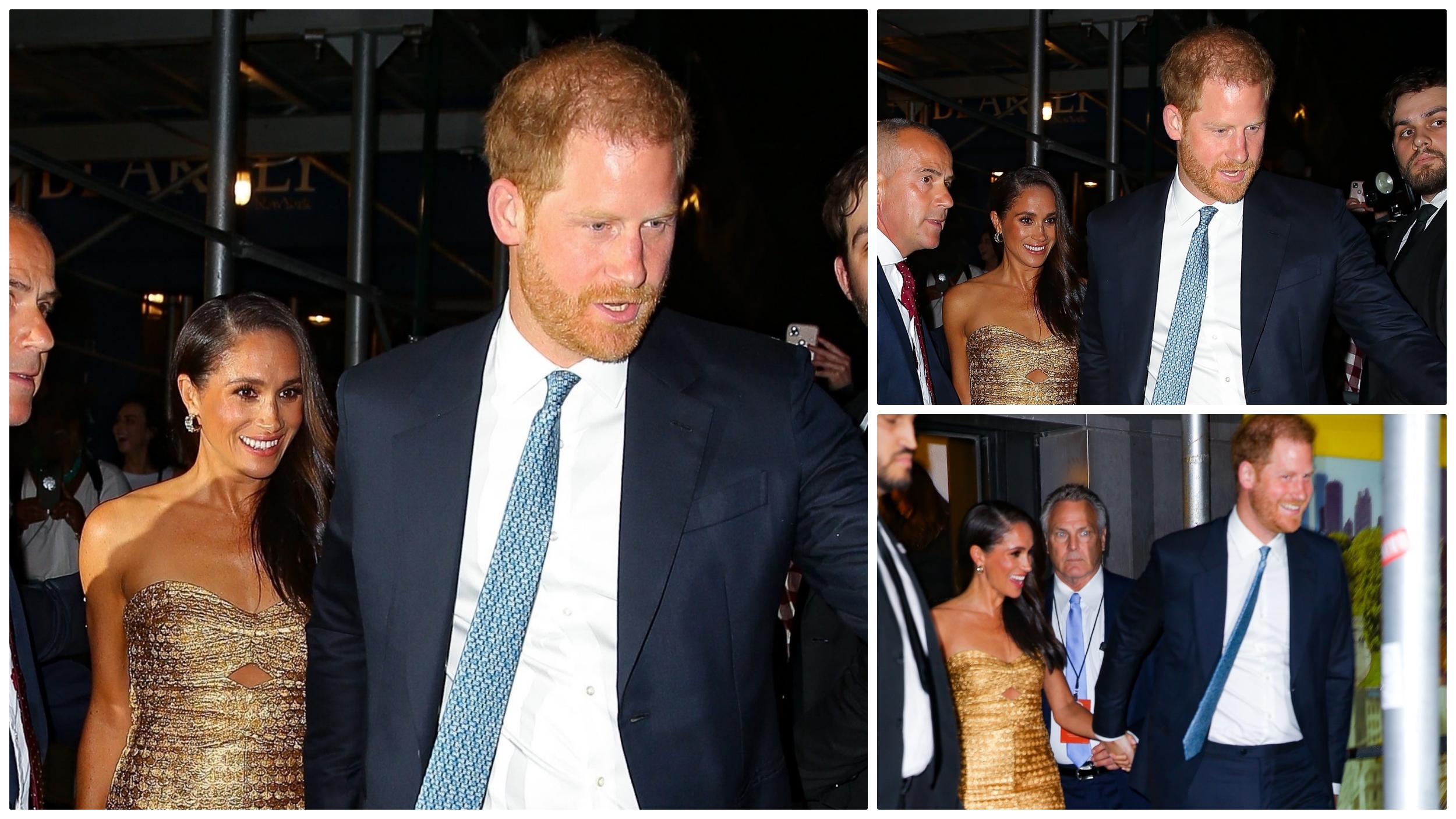 collage princ Prince Harry and Meghan Markle depart The Foundation Women of Vision Awards in NYC