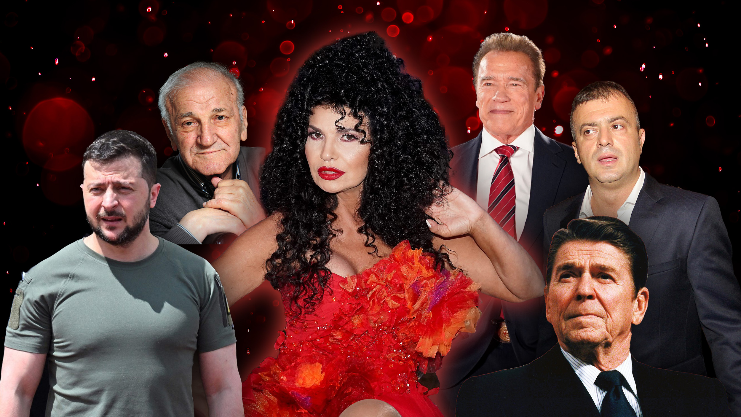 Volodimir Zelenski, Velimir Bata Živojinović , Lidija Vukićević, Arnold Švarceneger, Ronald Regan, Sergej trifunović