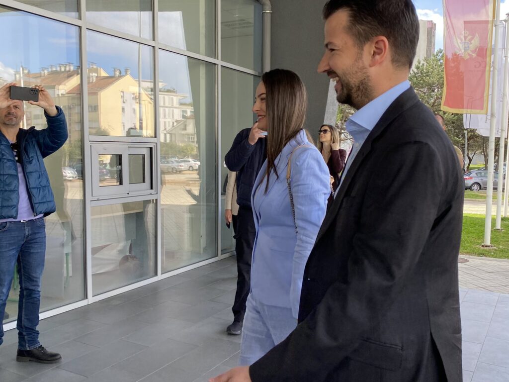 Podgorica, 02.04.2022. Predsednički kandidat Pokret Evropa sad PES predsednički izbori Crna Gora, Jakov Milatović, Milena Milatović