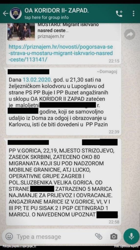 migranti hrvatska, whatsapp poruke policija
