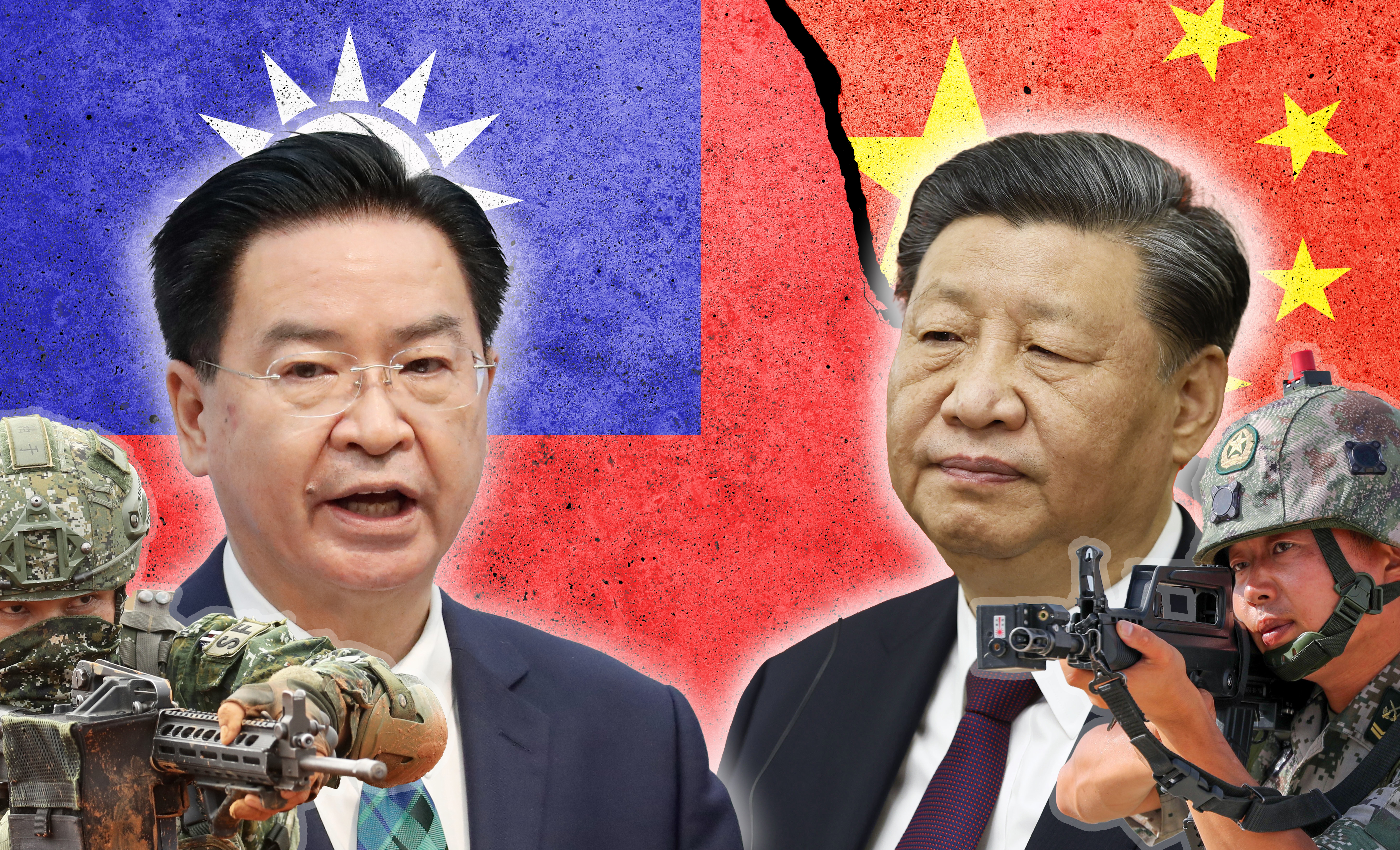 Taiwan’s Foreign Minister Joseph Wu
Si Xinping
Tajvanska i kineska vojska, možda zastave