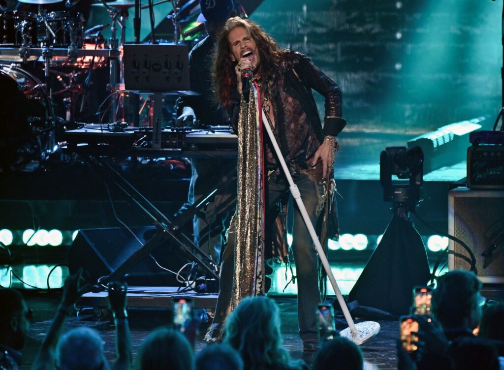 Steven Tyler of Aerosmith performs
Rock &amp; Roll Hall of Fame, Show, Los Angeles, California, USA - 05 Nov 2022,Image: 735552500, License: Rights-managed, Restrictions: , Model Release: no, Credit line: Rob Latour / Shutterstock Editorial / Profimedia