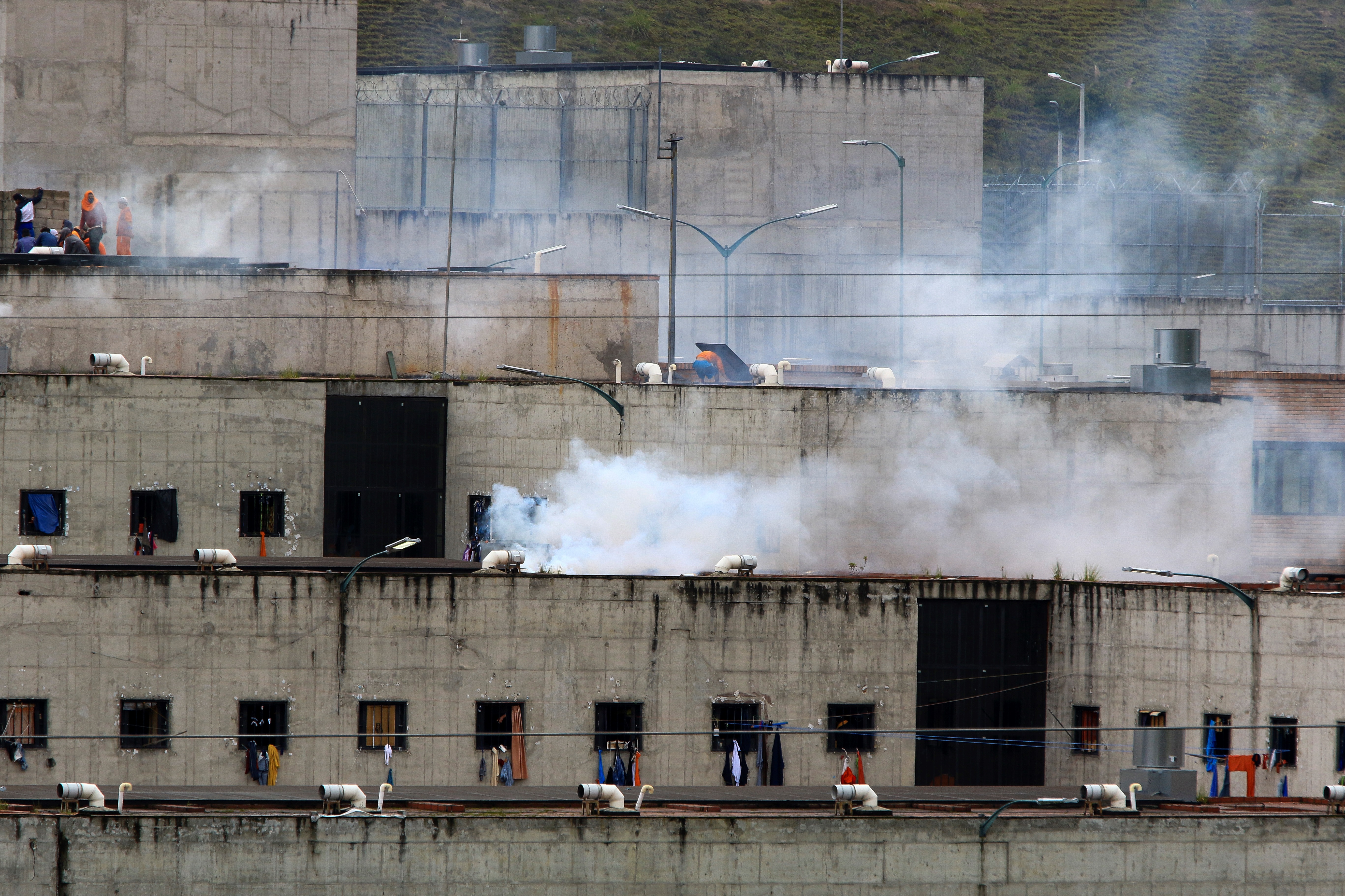 epa09032631 View of the El Turi jail, in the city of Cuenca, Ecuador, 23 February 2021. More than 50 inmates died in a series of riots that occurred in three prisons in various cities in Ecuador, the National Police confirmed.  EPA-EFE/Robert Puglla