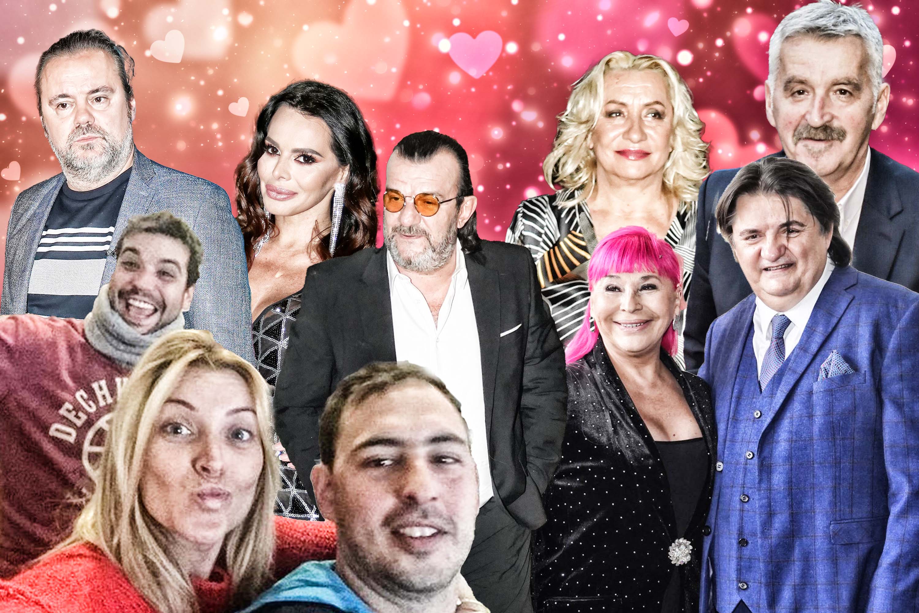 Anđelka Prpić, Dario i kum, zatim Kemiš, Bosanac, Vesna Zmijanac i Zorica Brunclik, Aca Lukas, Sonja i Željko Šašić Christmas backgound golden glitter lights or bokeh on dark backdrop