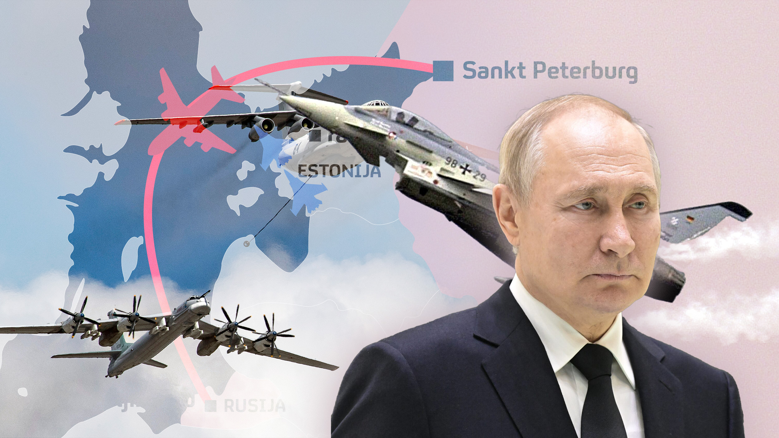 Vladimir Putin, Nato, Rusija, Mapa  British and German Typhoon i Russian Il-78 Midas