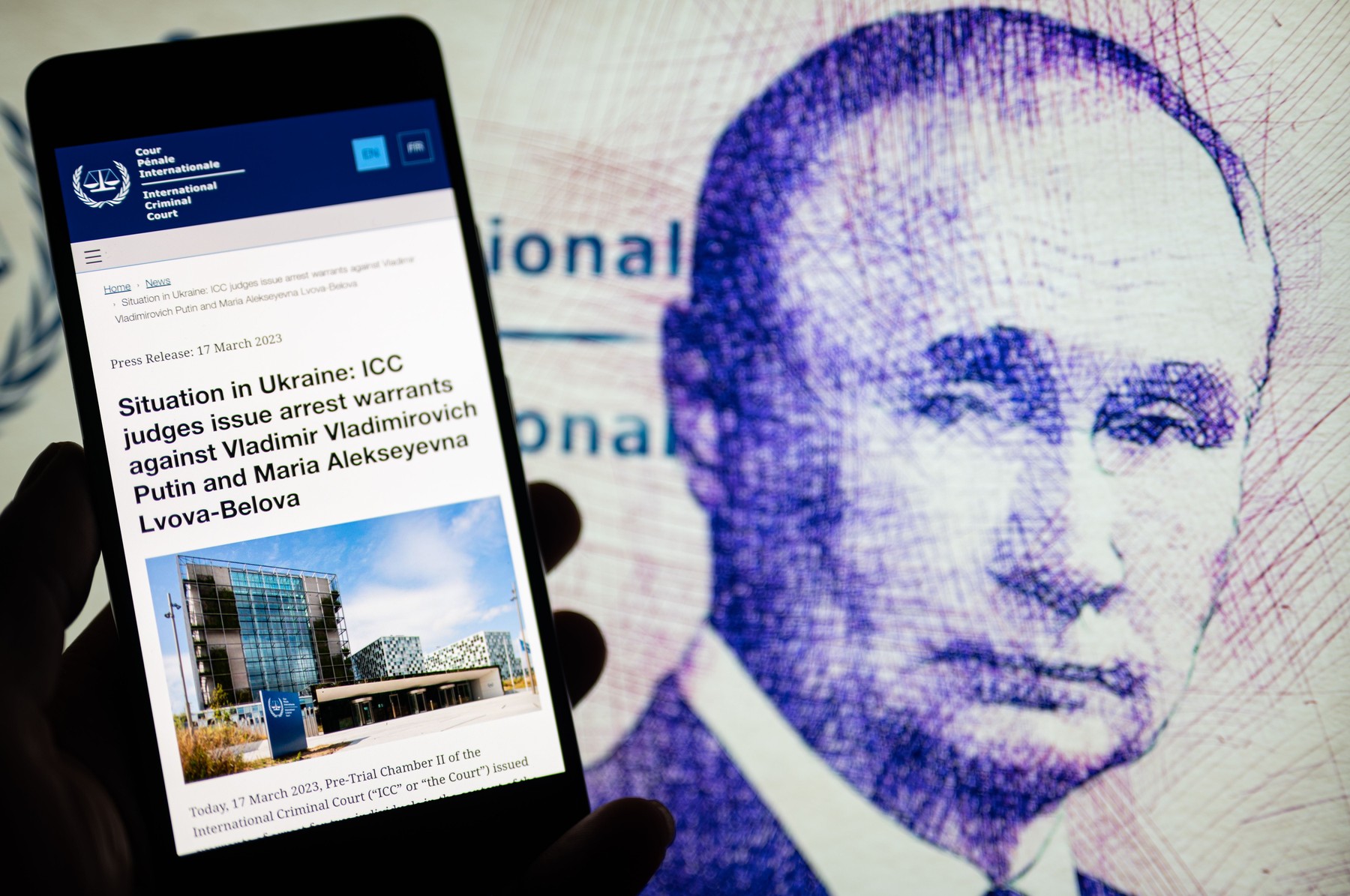 Vladimir Putin - International Criminal Court  Illustration, Brussels, Belgium - 17 Mar 2023