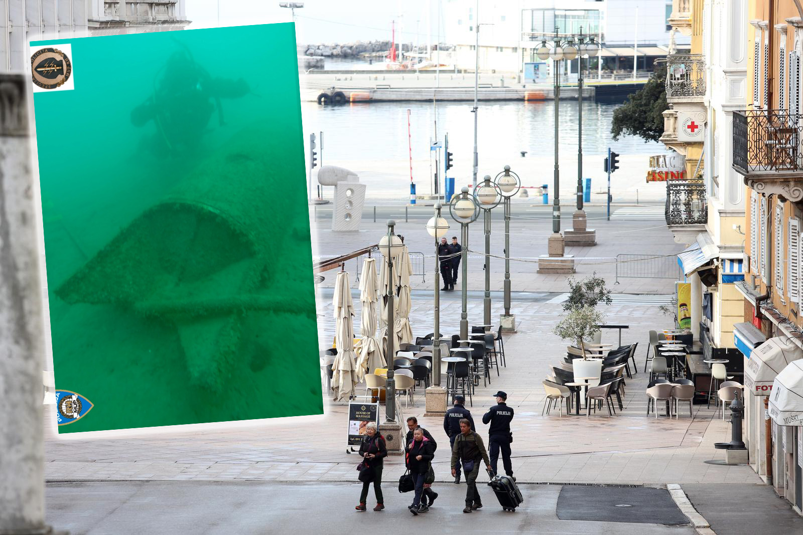 19.3.2023. Rijeka - Operacija izmjestanja mine zaostale iz Drugog svjetskog rata u Rijeckoj Luci.  Photo: Nel Pavletic/PIXSELL