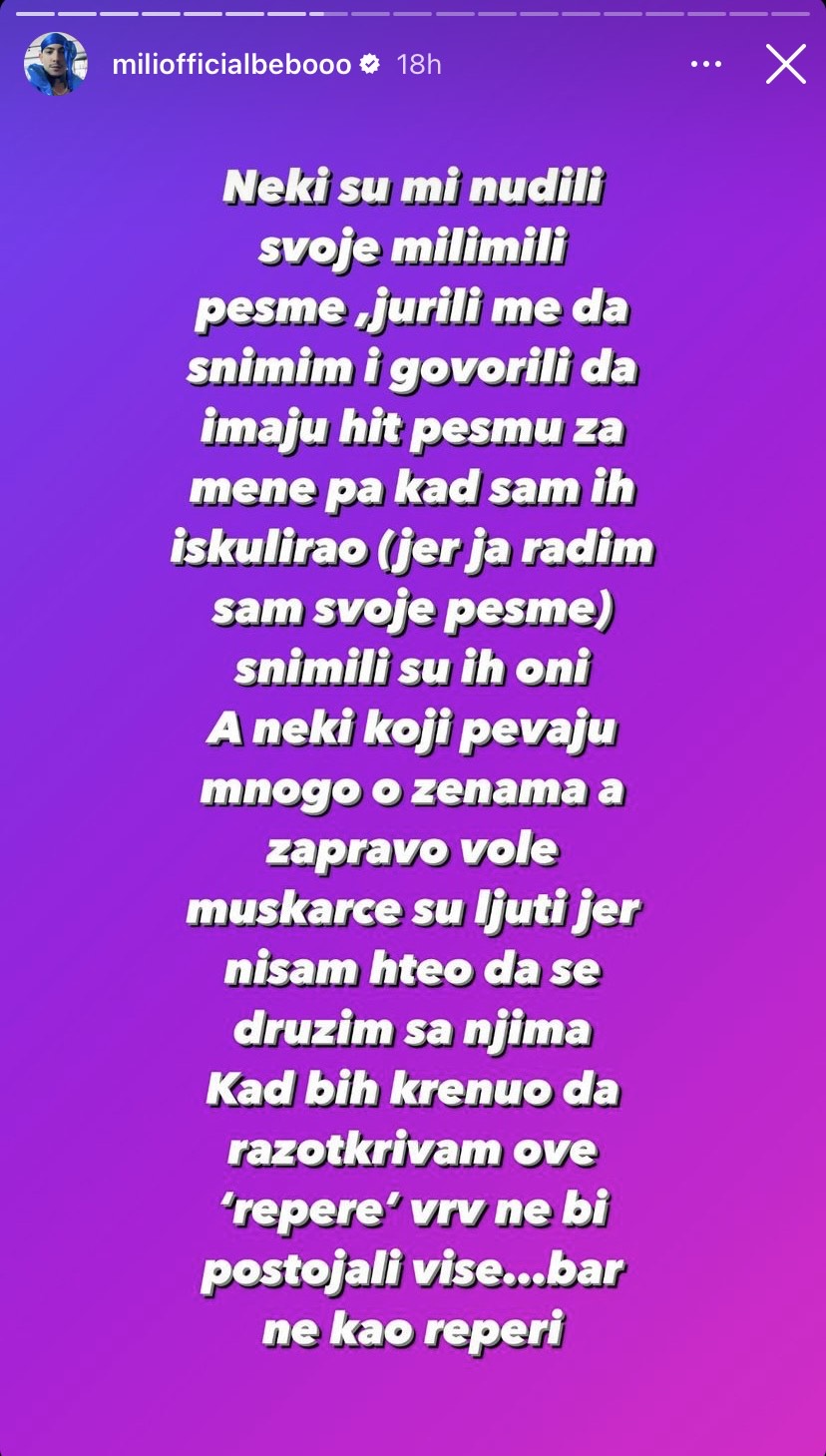 Mili, reper Foto: Instagram/miliofficialbebooo