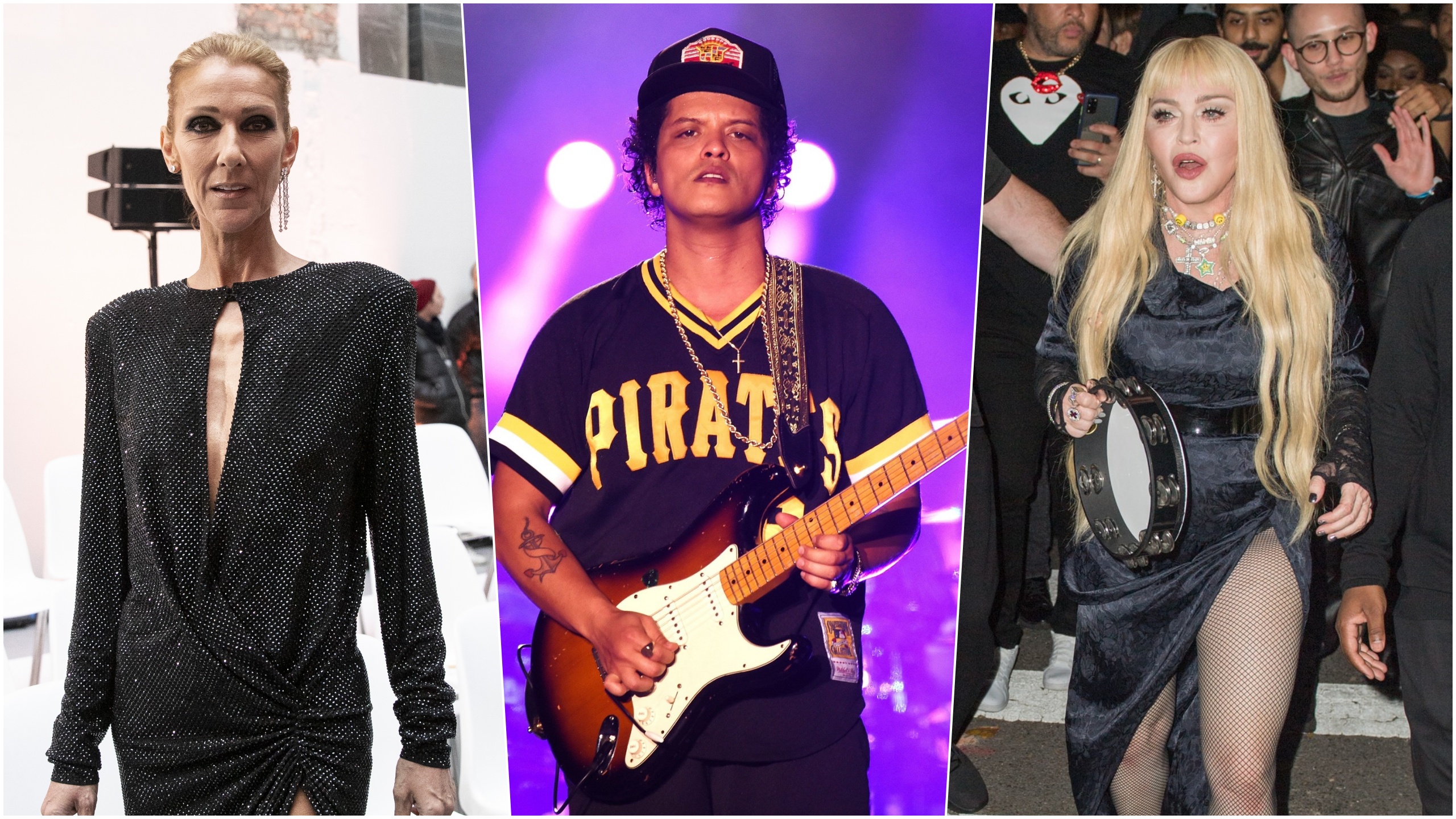 Selin Dion, Bruno Mars i Madona, kombo Foto: EPA-EFE/ETIENNE LAURENT/ISO/SilverHub / Shutterstock Editorial / BeautifulSignatureIG / SplashNews.com / Splash / Profimedia