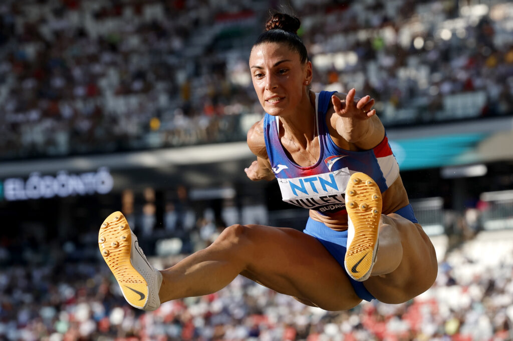 epa10810275 Ivana Vuleta of Serbia competes in the Women's Long Jump final at the World Athletics Championships in Budapest, Hungary, 20 August 2023.  EPA-EFE/ROBERT GHEMENT