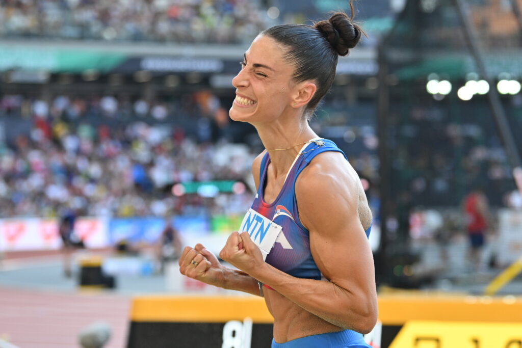 epa10810533 Ivana Vuleta of Serbia reacts during the Long Jump Women final of the World Athletics Championships in the National Athletics Center in Budapest, 20 August 2023.  EPA-EFE/Zsolt Czegledi HUNGARY OUT