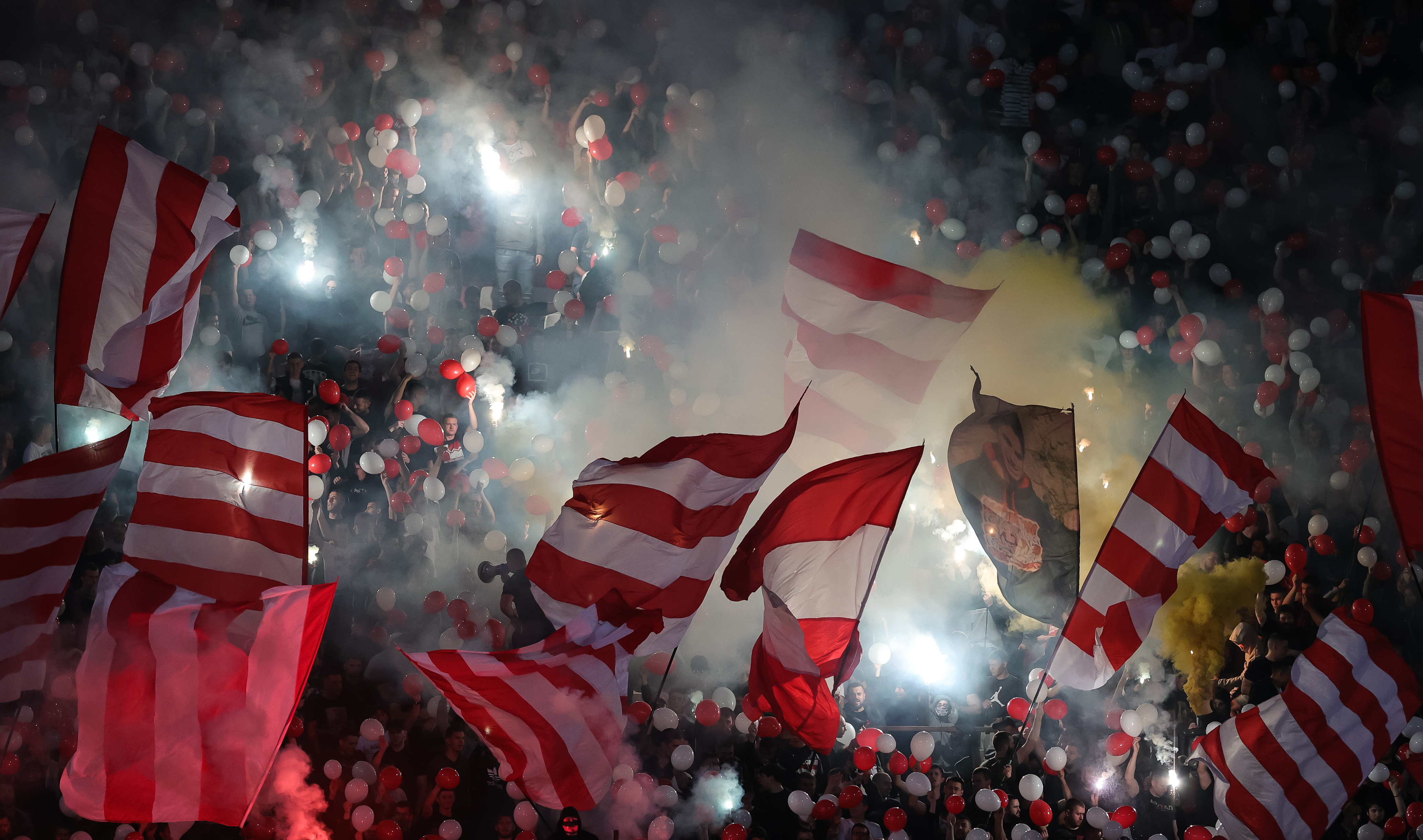 delije navijaci fans supporters zastave baklje flairs during the Serbia Cup Kup Srbije Final match between Crvena Zvezda and Cukaricki at stadium Rajko Mitic (Marakana) on May 25, 2023 in Belgrade, Serbia. (Photo by Srdjan Stevanovic/Starsport.rs ©)