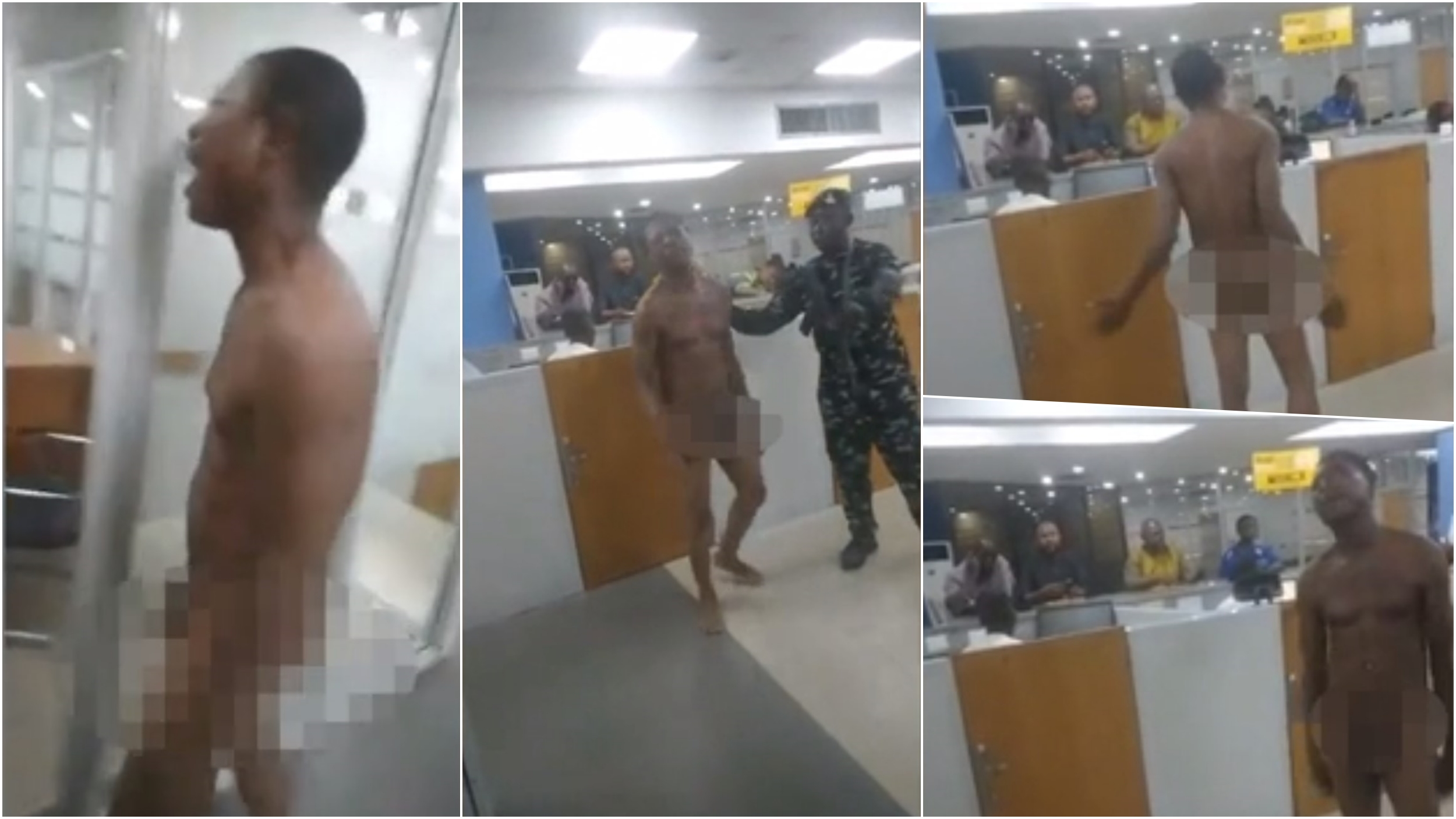 Desperate bank customers strip naked and fight in mass brawls to get to ATMs in chaotic scenes in Nigeria after Government replaced bank notes...but printed too few