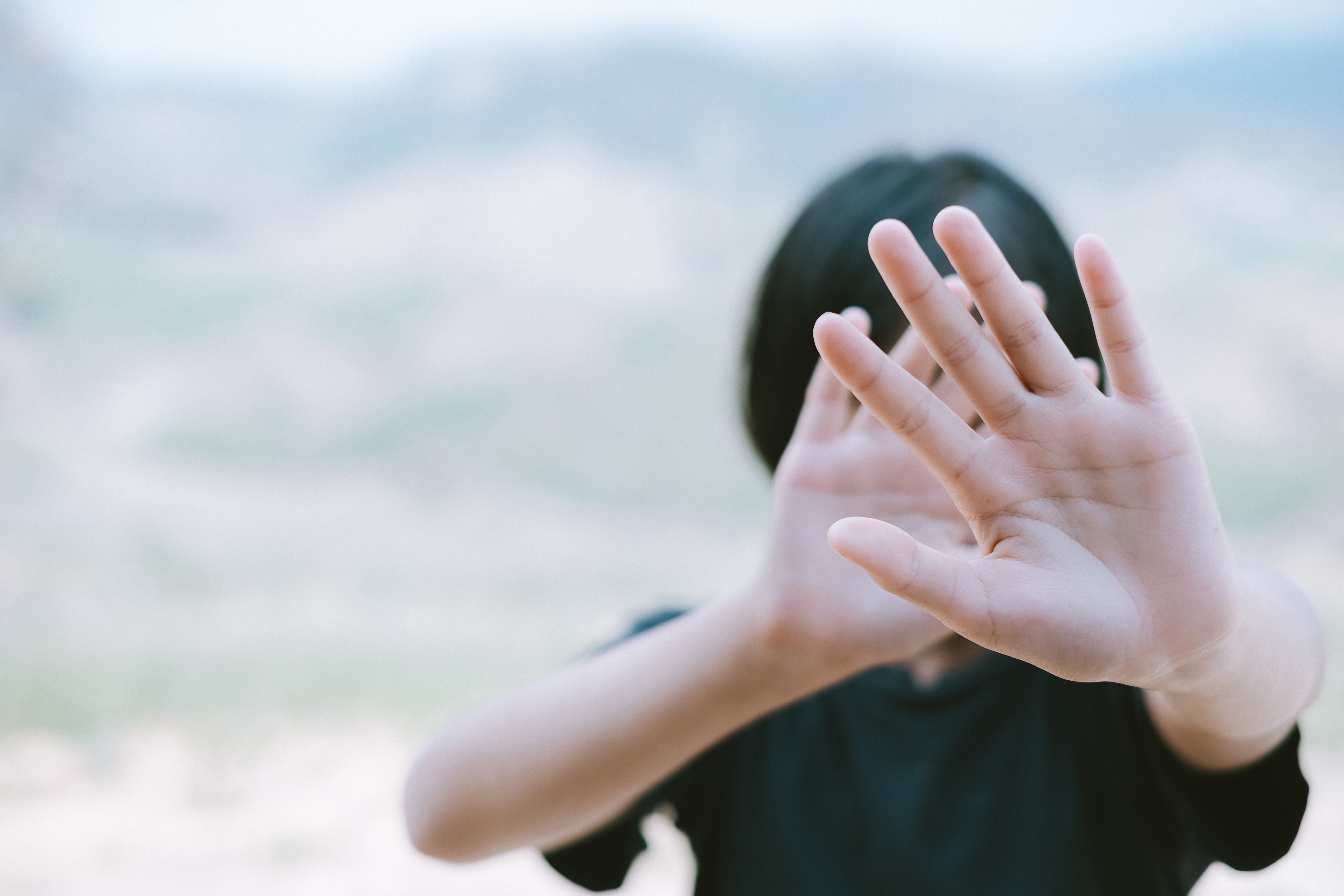 Little,Girl,Raising,Hands,,Stop,Abusing,Children,Violence.,Human,Rights