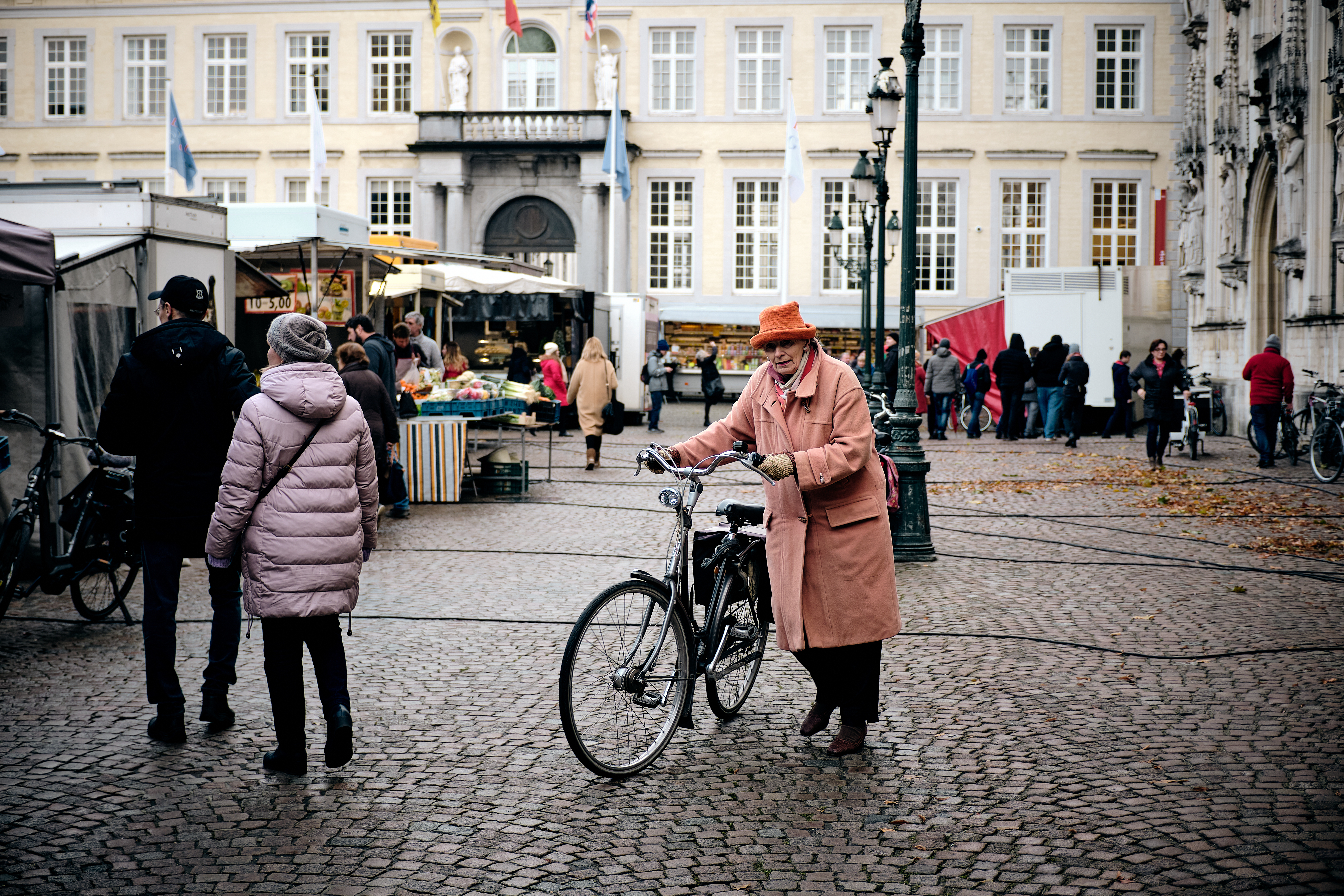 Brugge,,Belgium,-,December,11,,2019:,An,Elderly,Woman,Going