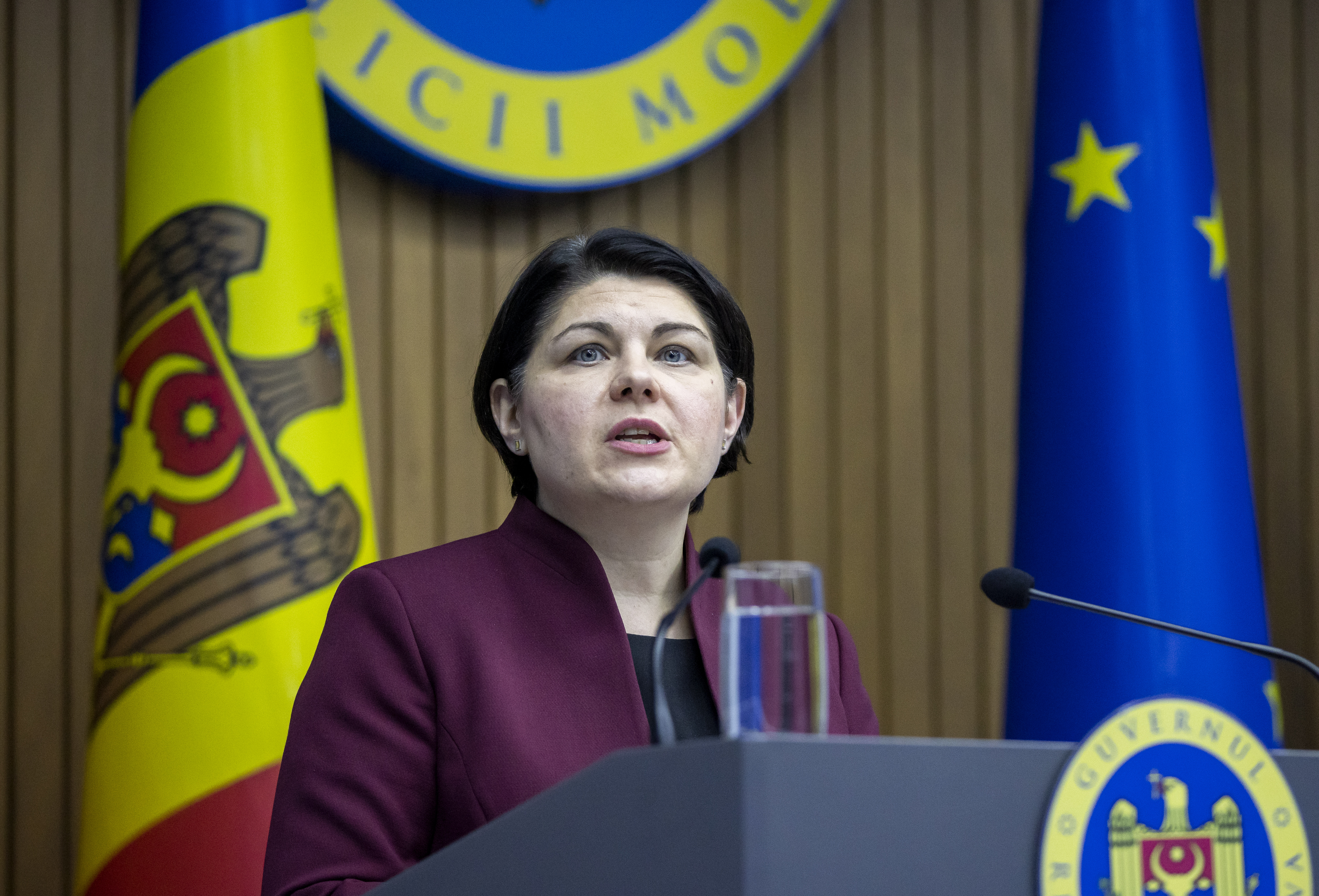 Briefing of Prime Minister of Moldova Natalia Gavrilita in Chisinau