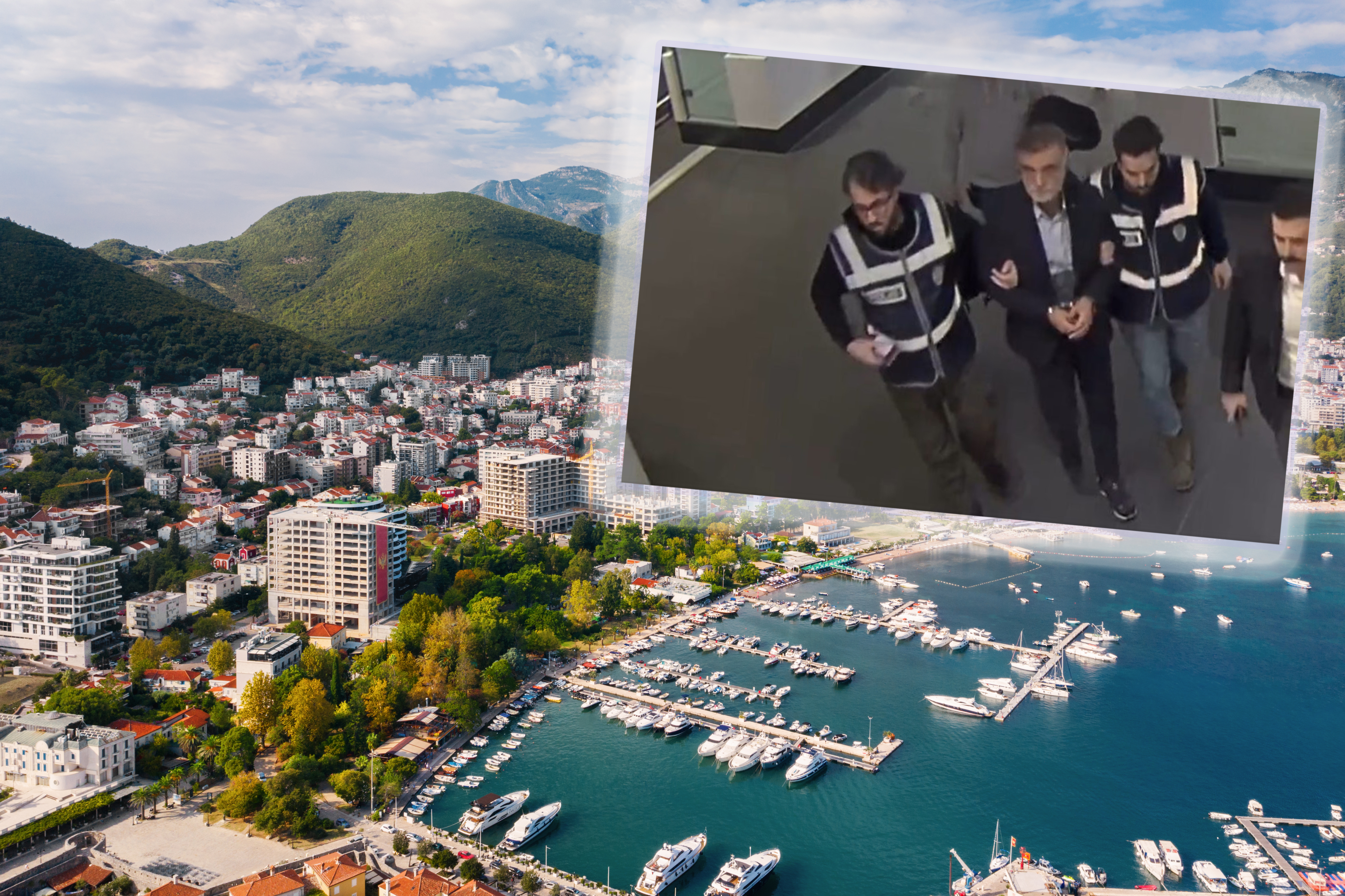 Budva.,Montenegro.,Aerial,View,Of,The,City,,Port,,Beach,And