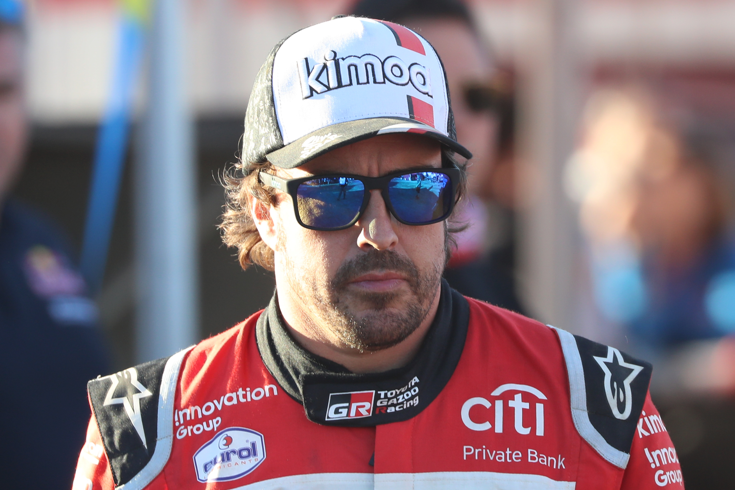 epa08107950 Fernando Alonso of Spain (Toyota Gazoo Racing) reacts after stage two of the Rally Dakar 2020 between Al Wajh and Neom in Saudi Arabia, 06 January 2020.  EPA-EFE/ANDRE PAIN