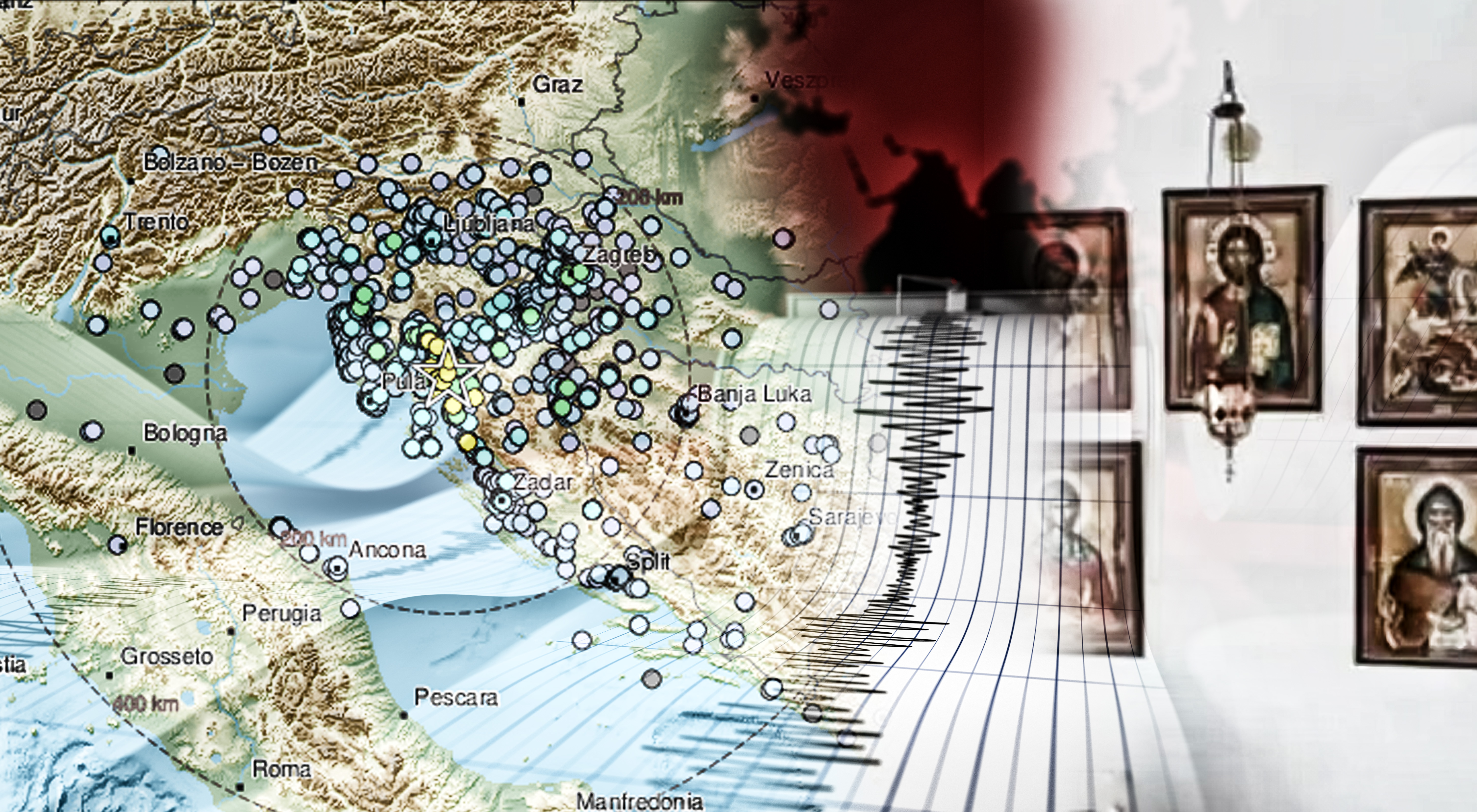 Zemljotres ikone A Record of Seismic Waves Caused by Earthquakes. 3D Rendering.