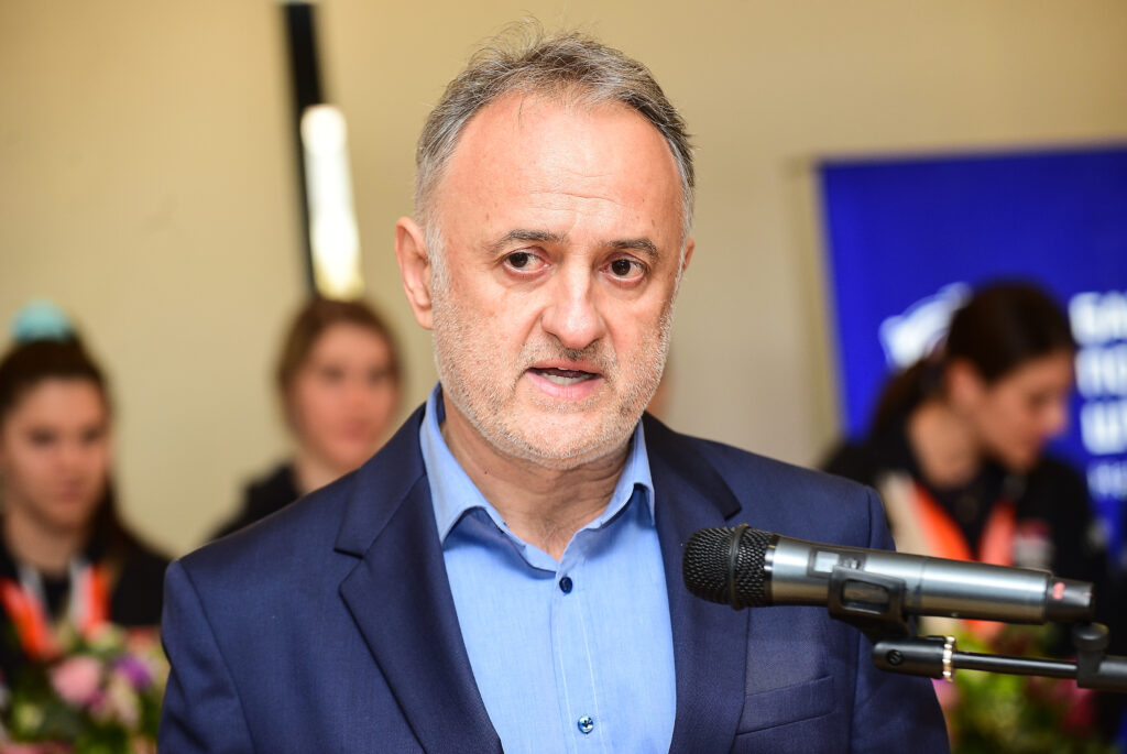 Zenska odbojkaska reprezentacija Srbije Svetske Sampionke Zlatna medalja docek u  Hotelu M, 16 Oktobar, 2022 in Beograd, Srbija. Predsednik OSS Zoran Gajic. (Photo by Dusan Milenkovic / Starsport.rs ©)