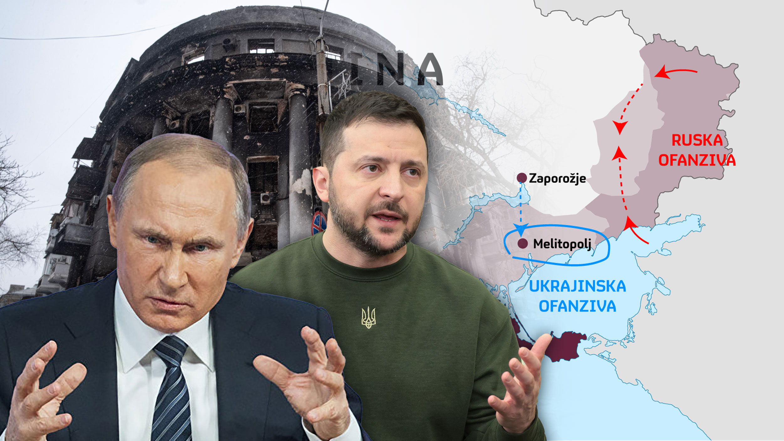 Mapa ukrajinska i ruska ofanziva