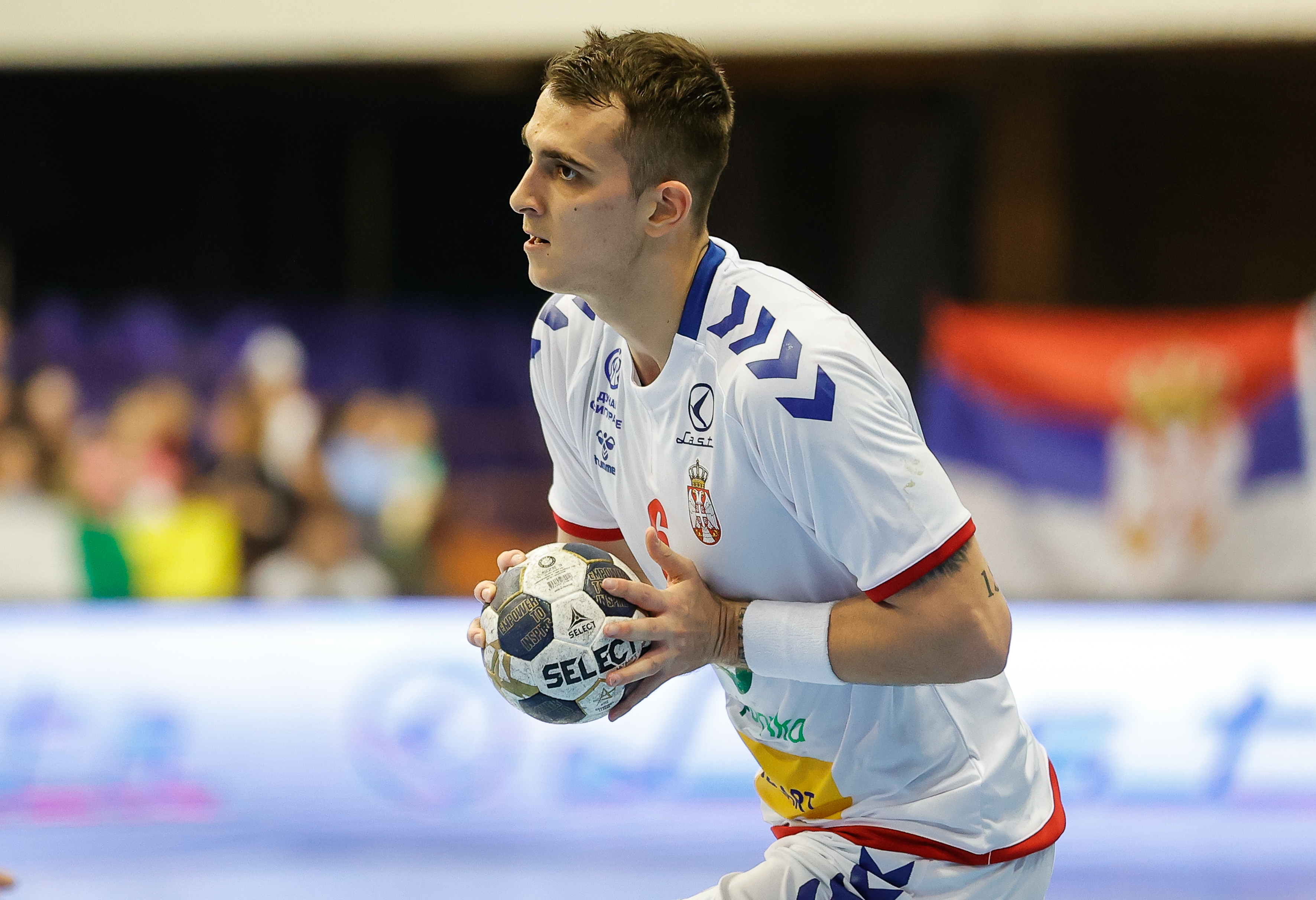 Uros Borzas in action during EHF Euro 2024 Phase 2 qualifying handball match between Serbia and Finland at Spens hall on 12.10.2022, Novi Sad. (Photo by Pedja Milosavljevic/Starsport.rs)