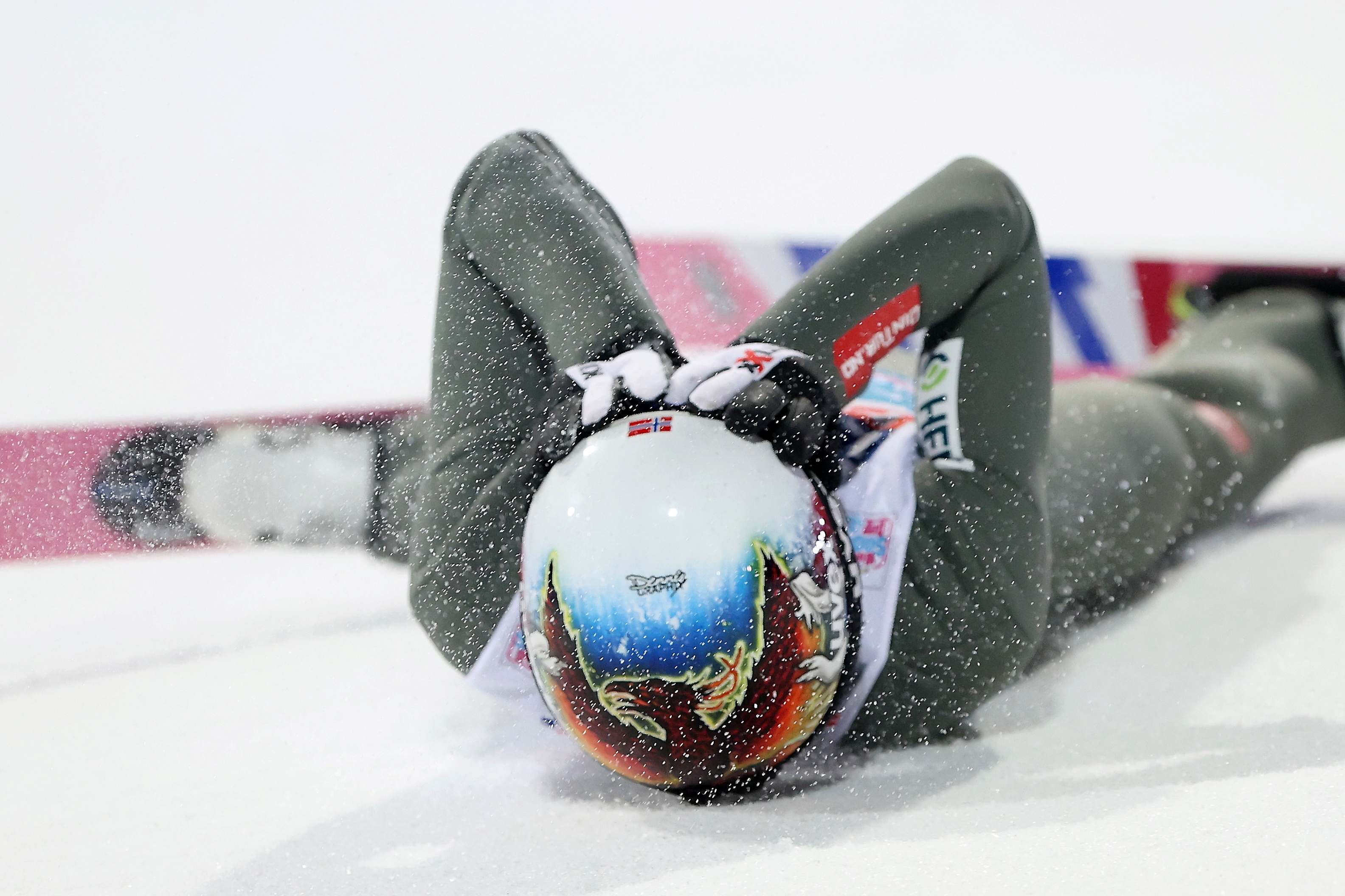 epa10392787 Winner Halvor Egner Granerud of Norway reacts during the fourth stage of the 71st Four Hills Ski Jumping Tournament in Bischofshofen, Austria, 06 January 2023.  EPA-EFE/Grzegorz Momot POLAND OUT