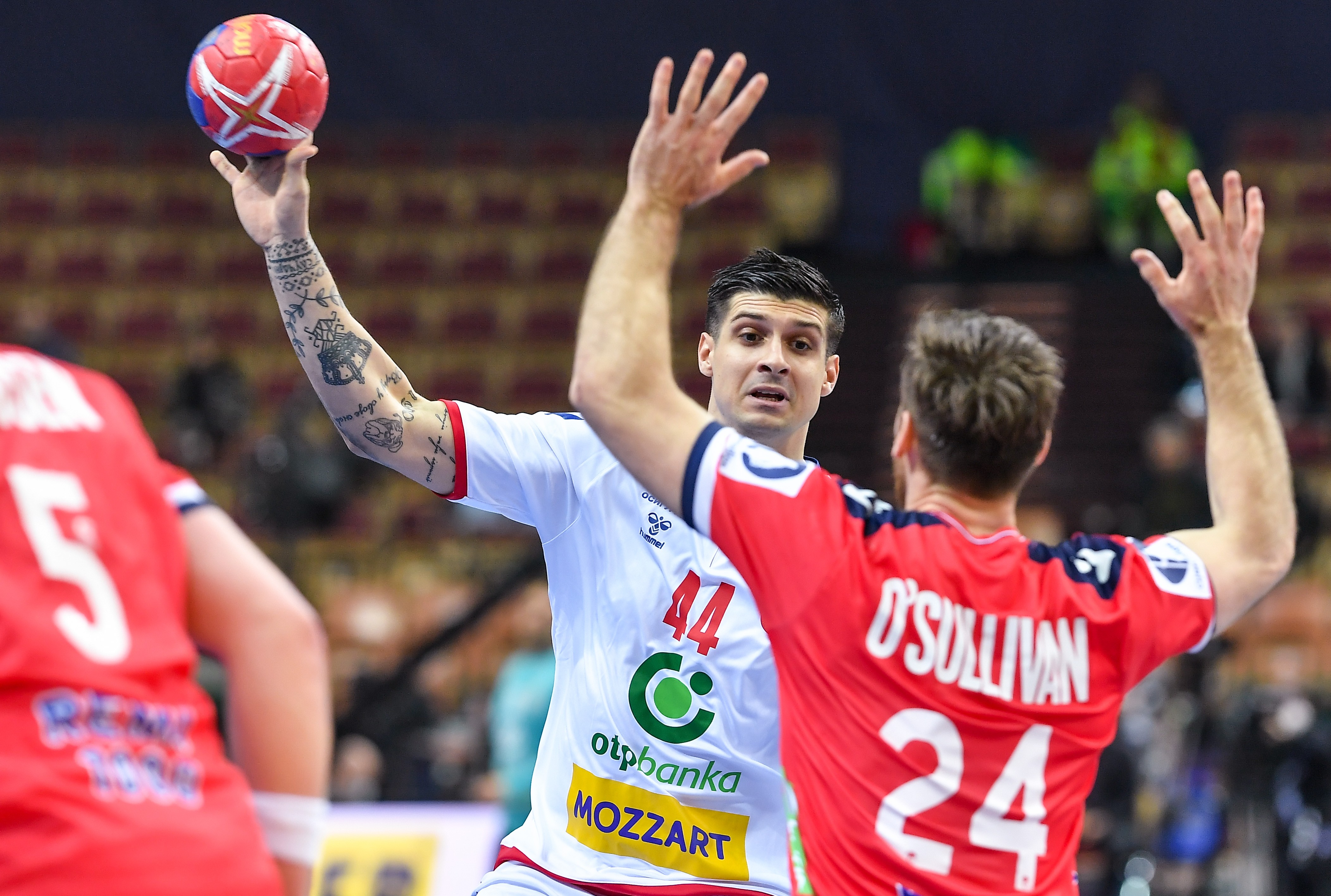 during the 2023 IHF World Handball Championship between Serbia and Norway at Spodek on January 19, 2023 in Katowice, poland. (Photo by Starsport.rs ©)
