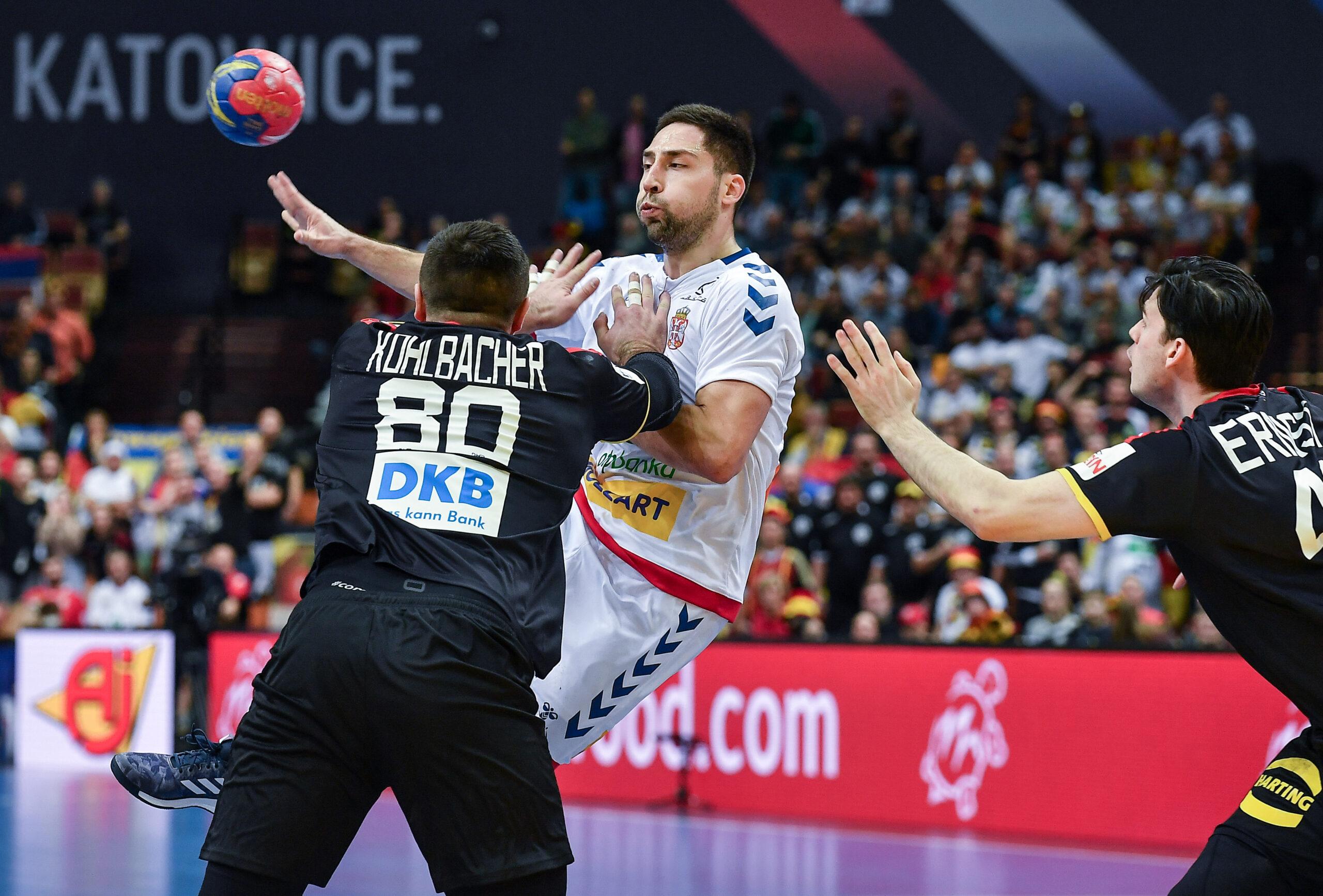 during the 2023 IHF World Handball Championship between Serbia and Germany at Spodek on January 15, 2023 in Katowice, poland. (Photo by Starsport.rs ©)