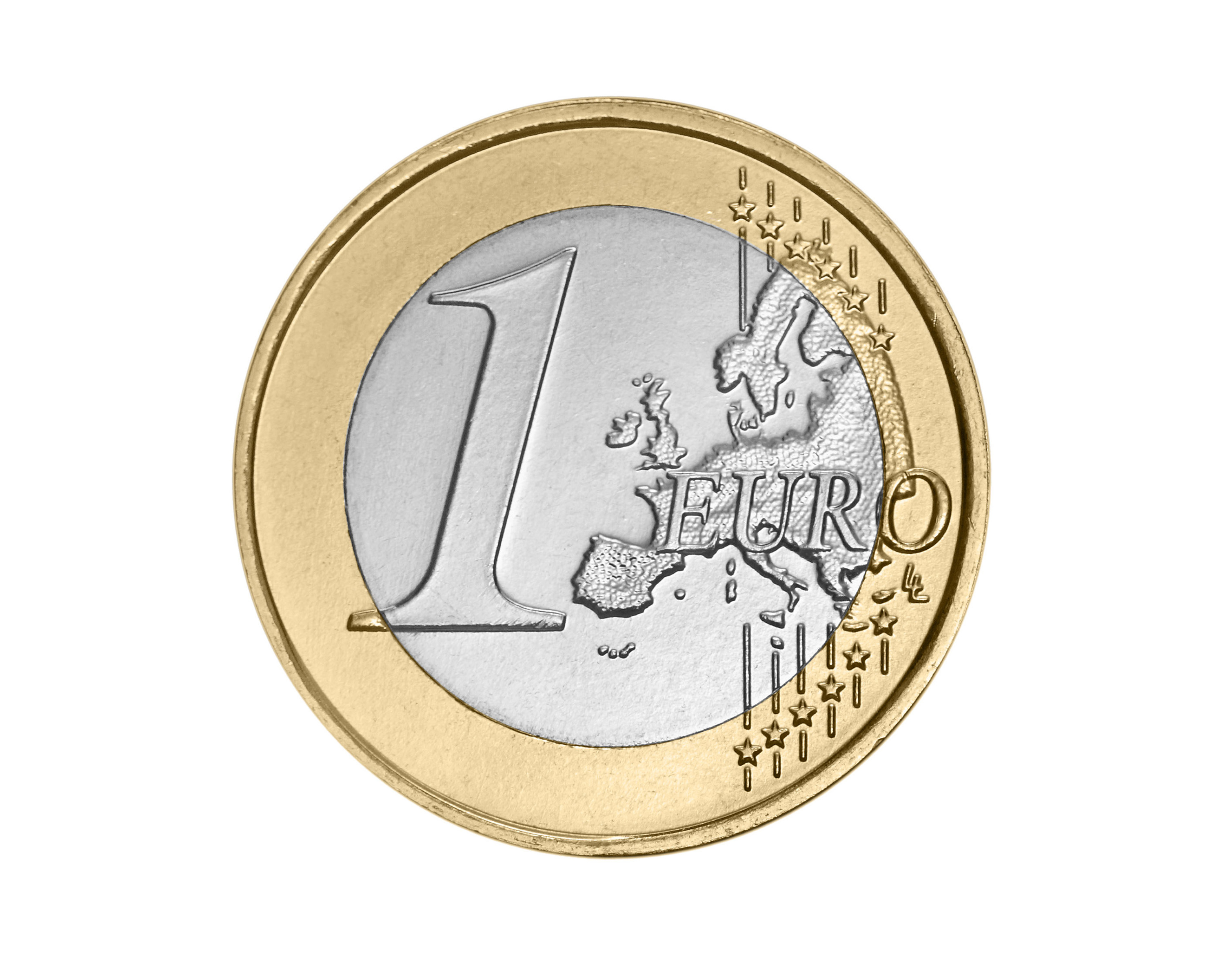 One euro coin on white jedan evro