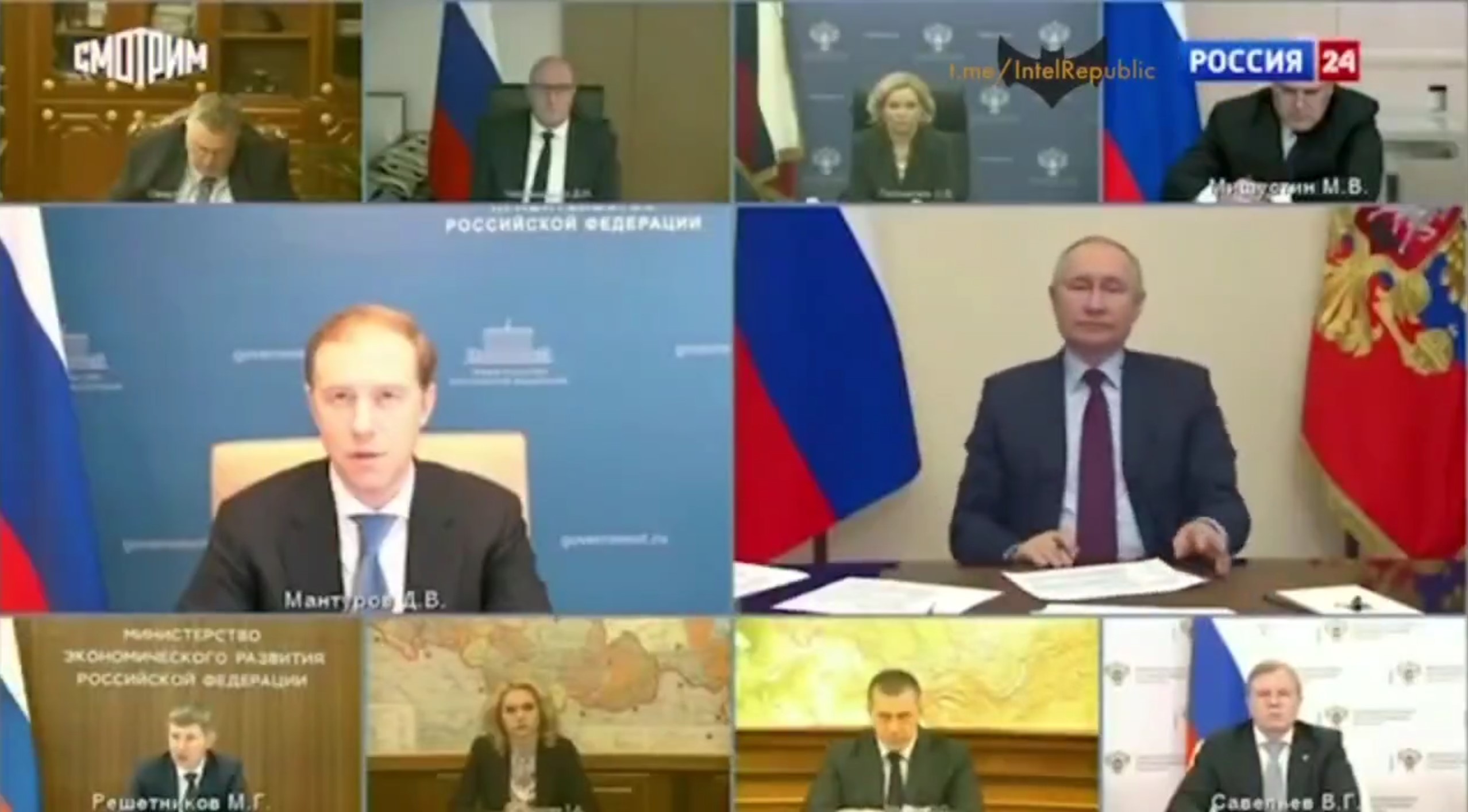 Denis Manturov i Vladimir Putin Foto: Printscreen